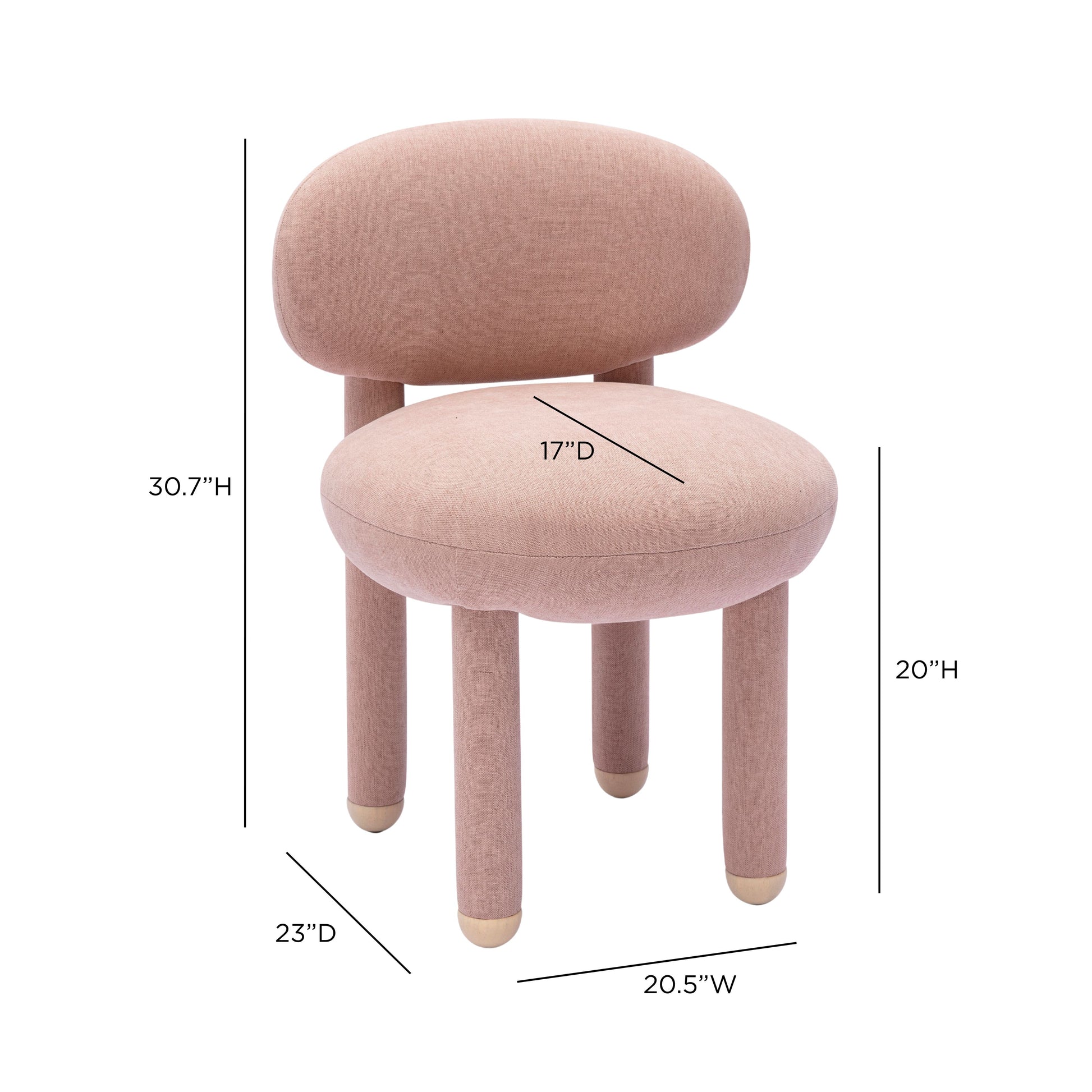 Manu Performance Fabric Side Chair - Light Pink - Image 6