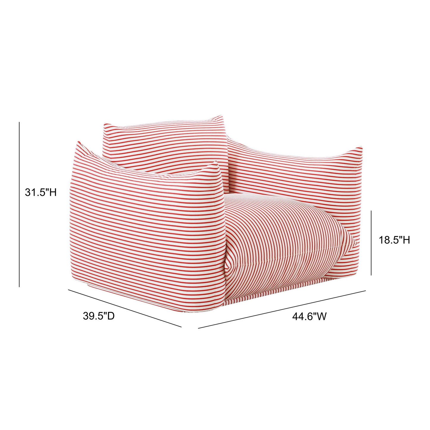 Saint Tropez Stuffed Indoor/Outdoor Armchair - Red - Image 6