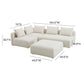 Hangover 4-Piece Modular Chaise Sectional - Cream - Image 6