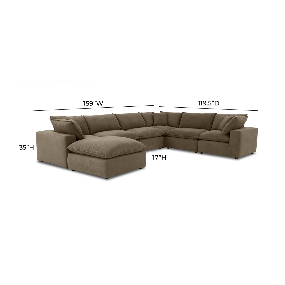 Cali 7-Piece Modular Large Chaise Sectional - Chocolate Brown - Image 4