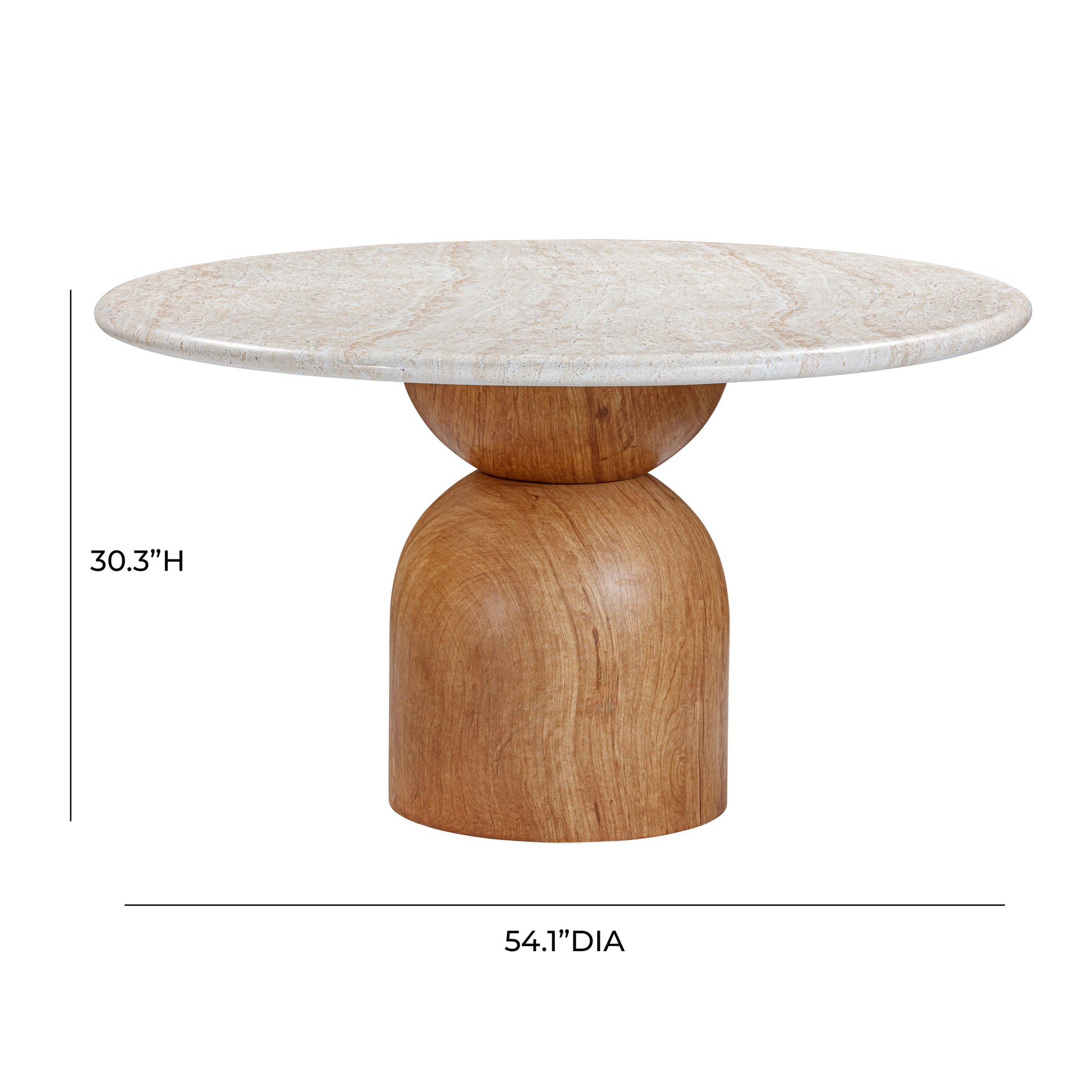 Cynthia 54" Concrete Indoor/Outdoor Dining Table - Travertine,Walnut Brown / 54" - Image 7