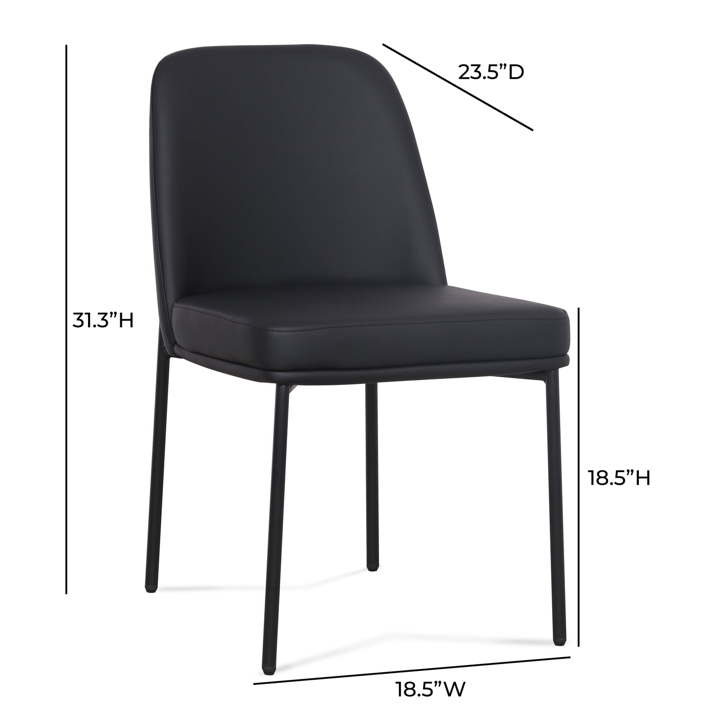 Sydney Performance Vegan Leather Dining Chair - Set of 2 - Black - Image 8