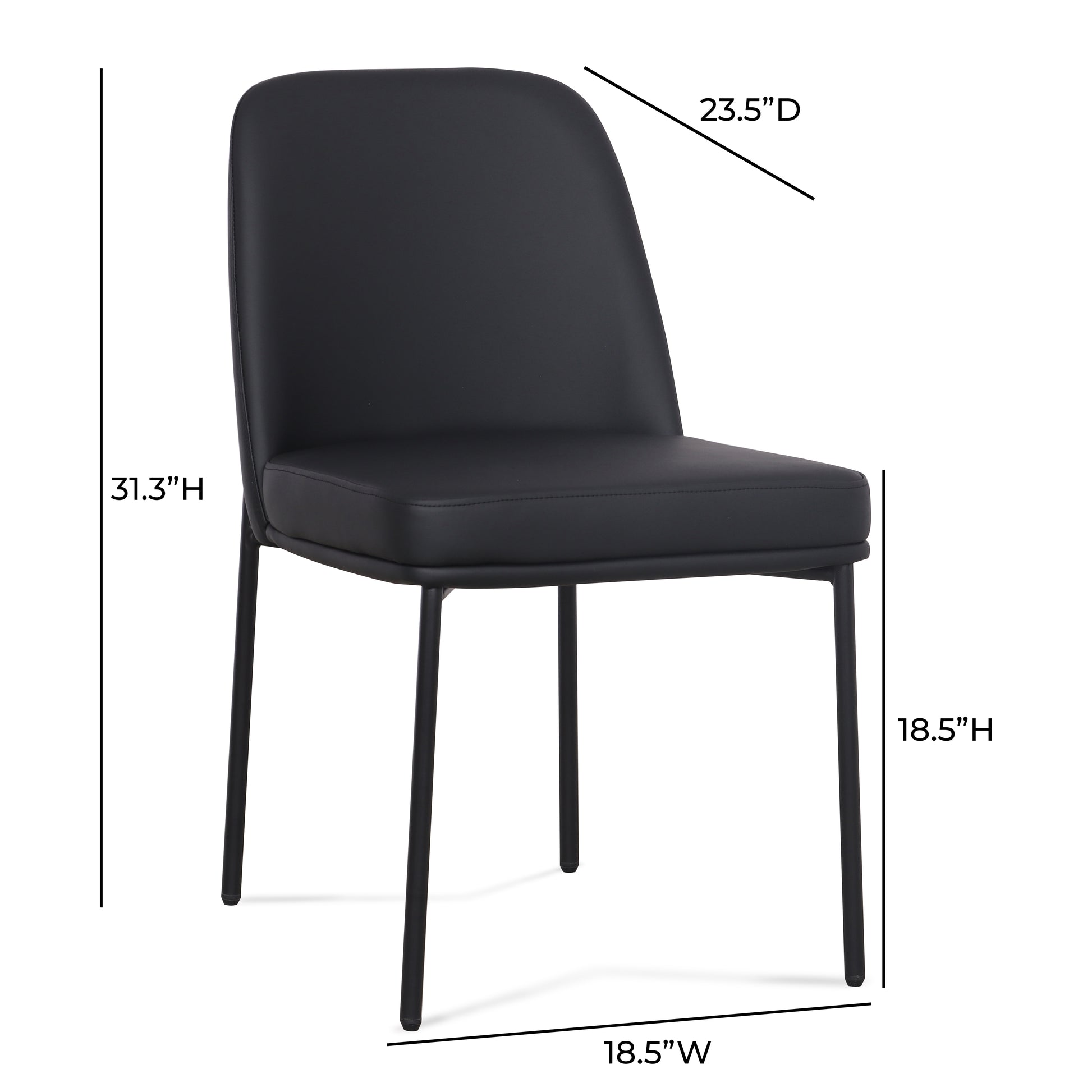 Sydney Performance Vegan Leather Dining Chair - Set of 2 - Black - Image 8