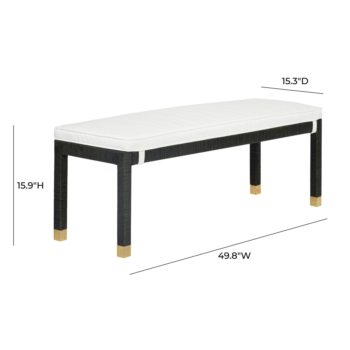 Amara 50" Rattan Bench - Cream / Charcoal - Image 5