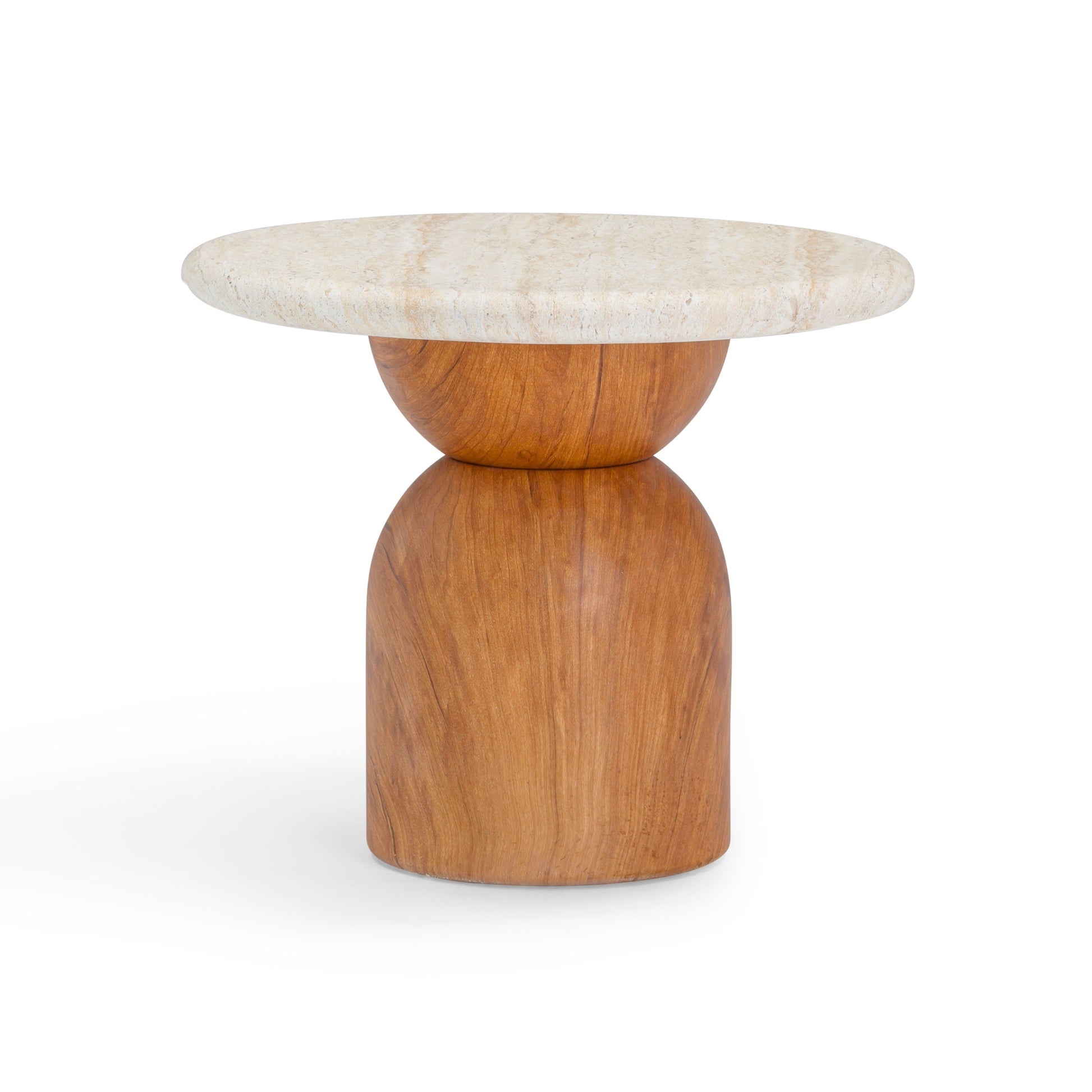 Cynthia Concrete Indoor/Outdoor Side Table - Travertine,Walnut Brown - Image 3