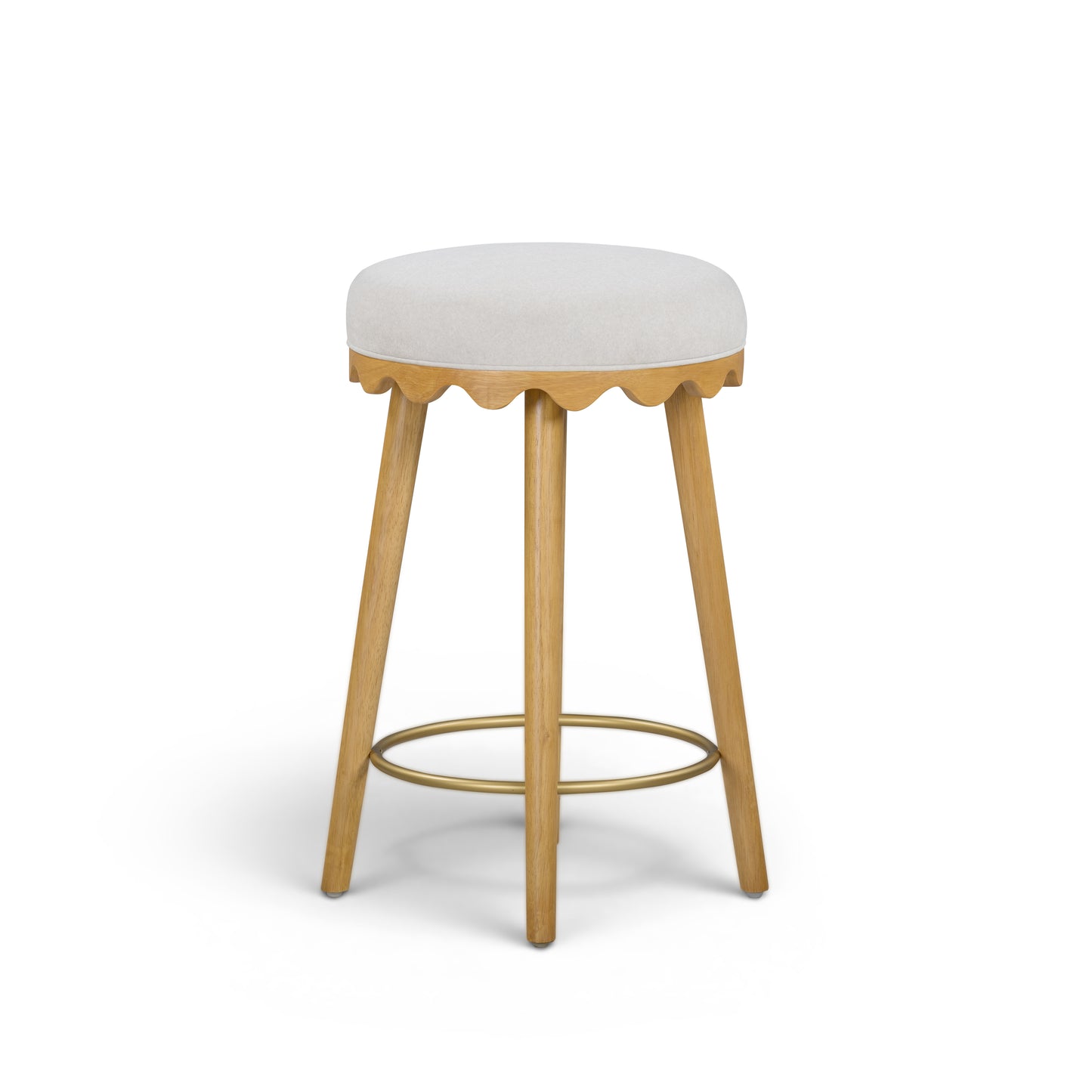 Oodle Cream Performance Vegan Mohair Natural Counter Stool - Image 1