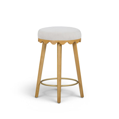 Oodle Cream Performance Vegan Mohair Natural Counter Stool - Image 1