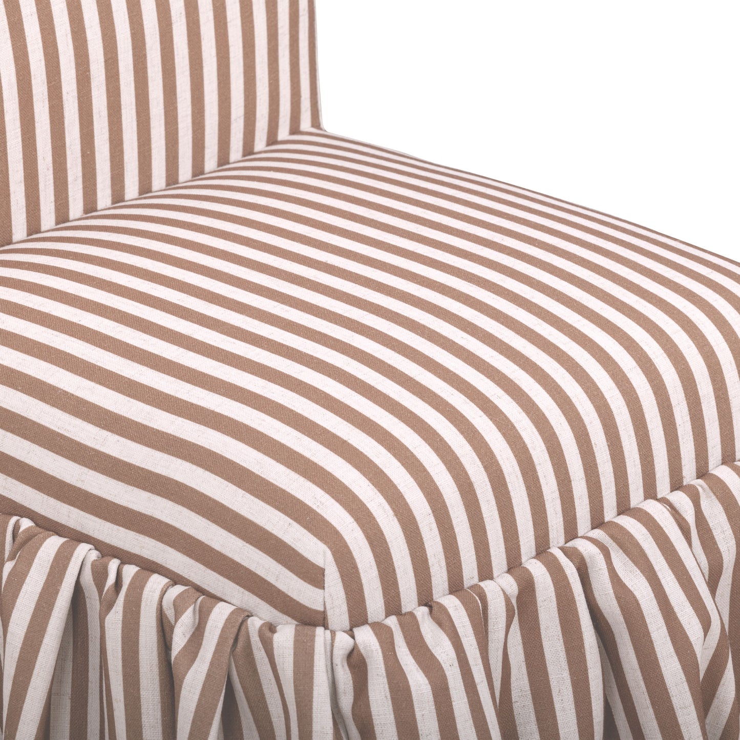 Gertrude Striped Performance Linen Skirted Dining Chair - Brown - Image 6
