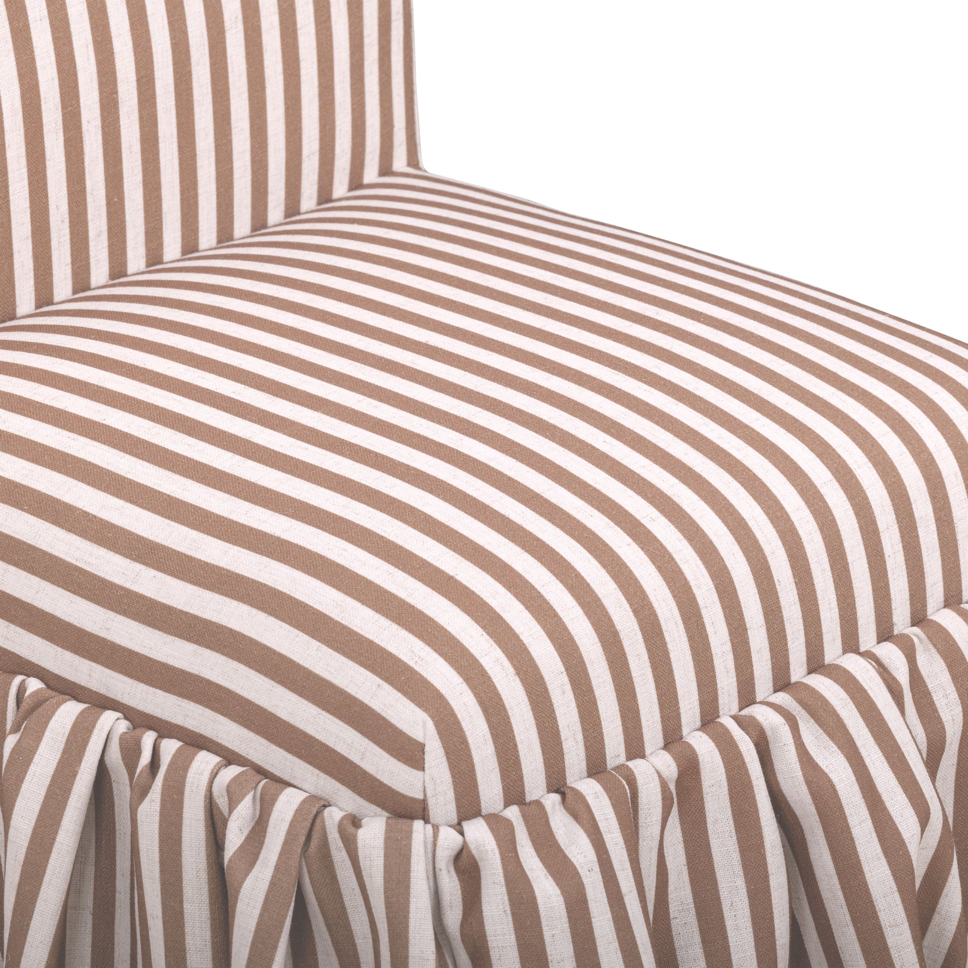 Gertrude Striped Performance Linen Skirted Dining Chair - Brown - Image 6