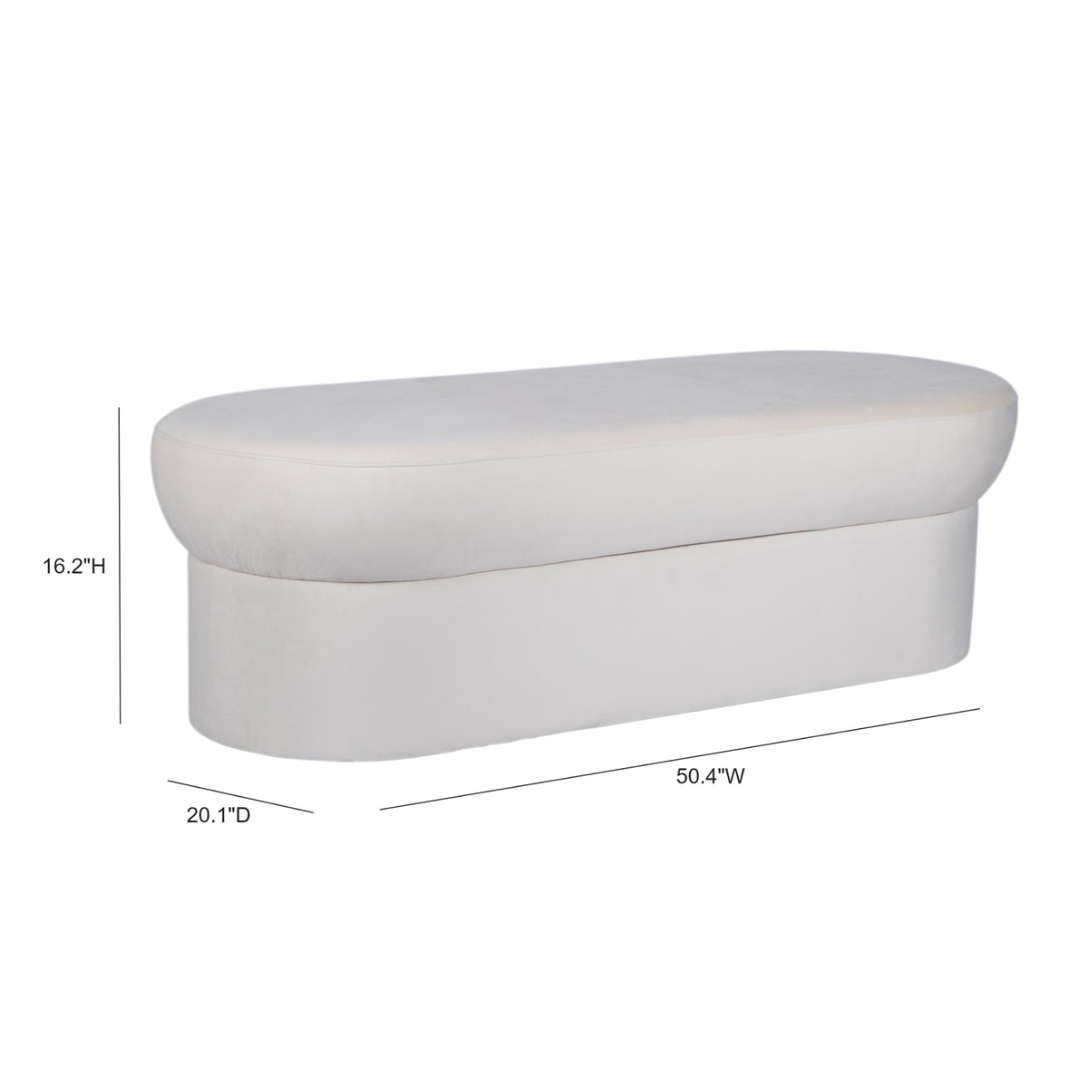 Andrea Performance Velvet Storage Bench (31"-50") - Cream / 50" - Image 7