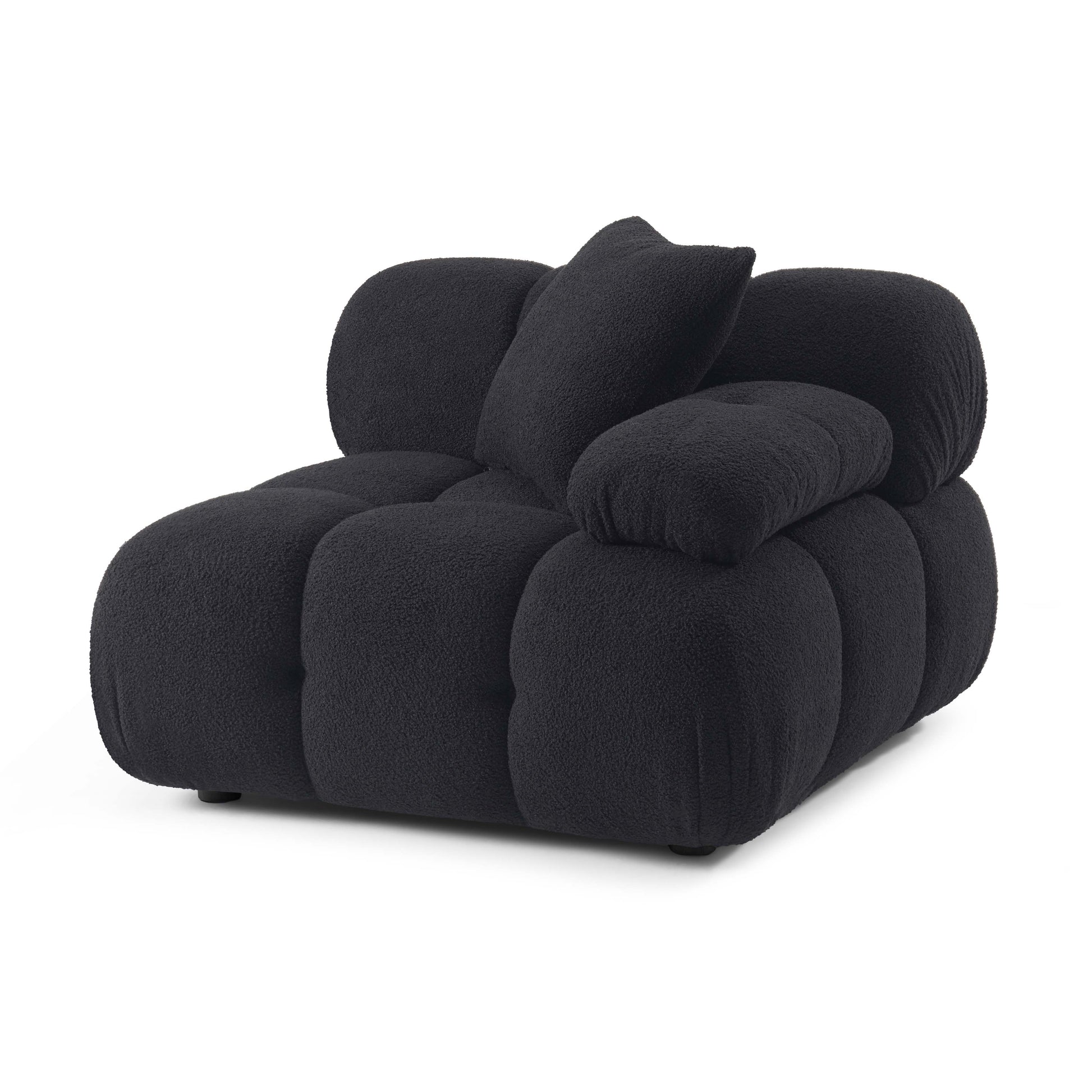 Calliope Performance Vegan Shearling Modular Corner Chair - Black - Image 5