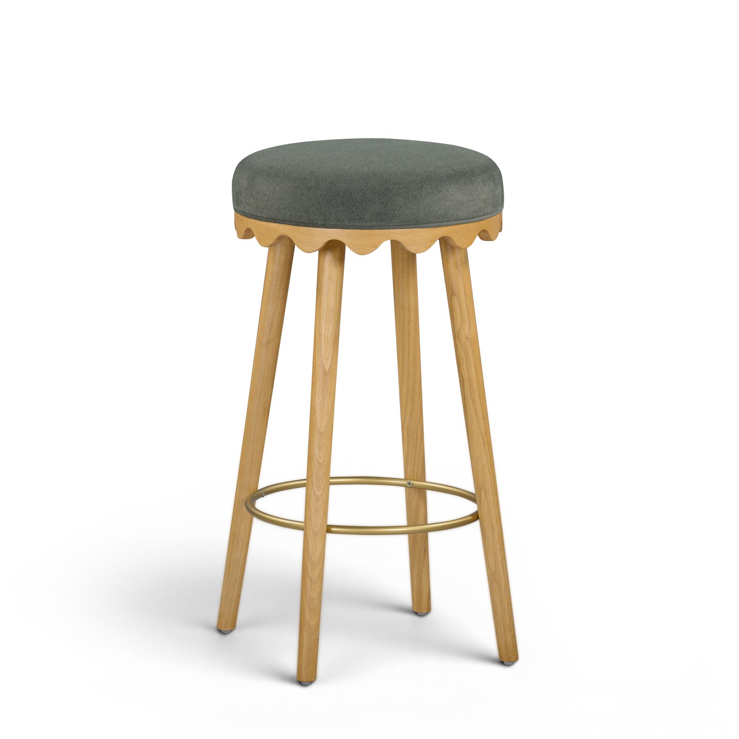 Oodle Green Performance Vegan Mohair Natural Bar Stool - Image 1