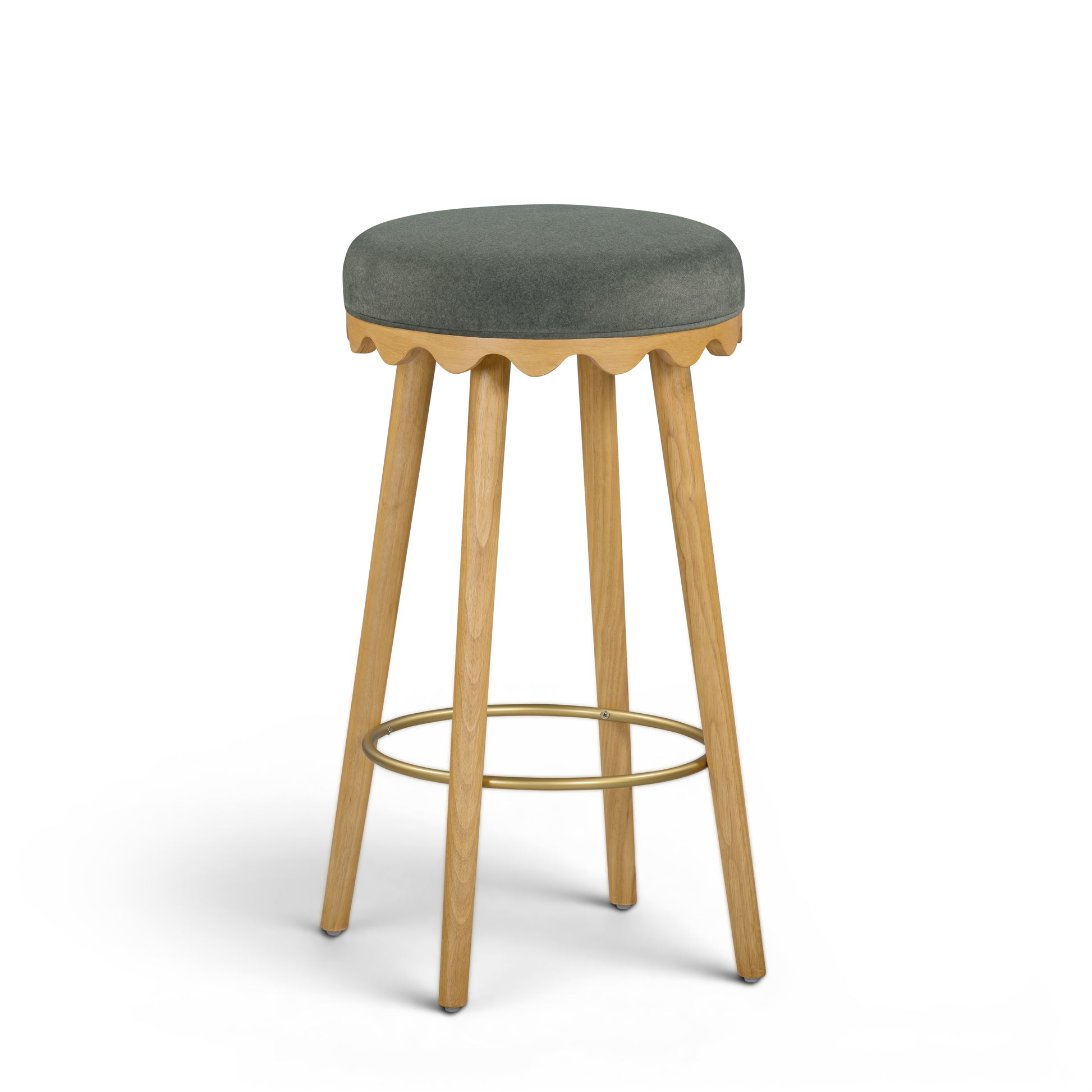 Oodle Green Performance Vegan Mohair Natural Bar Stool - Image 1