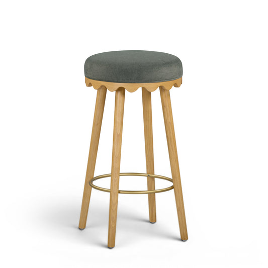 Oodle Green Performance Vegan Mohair Natural Bar Stool - Image 1