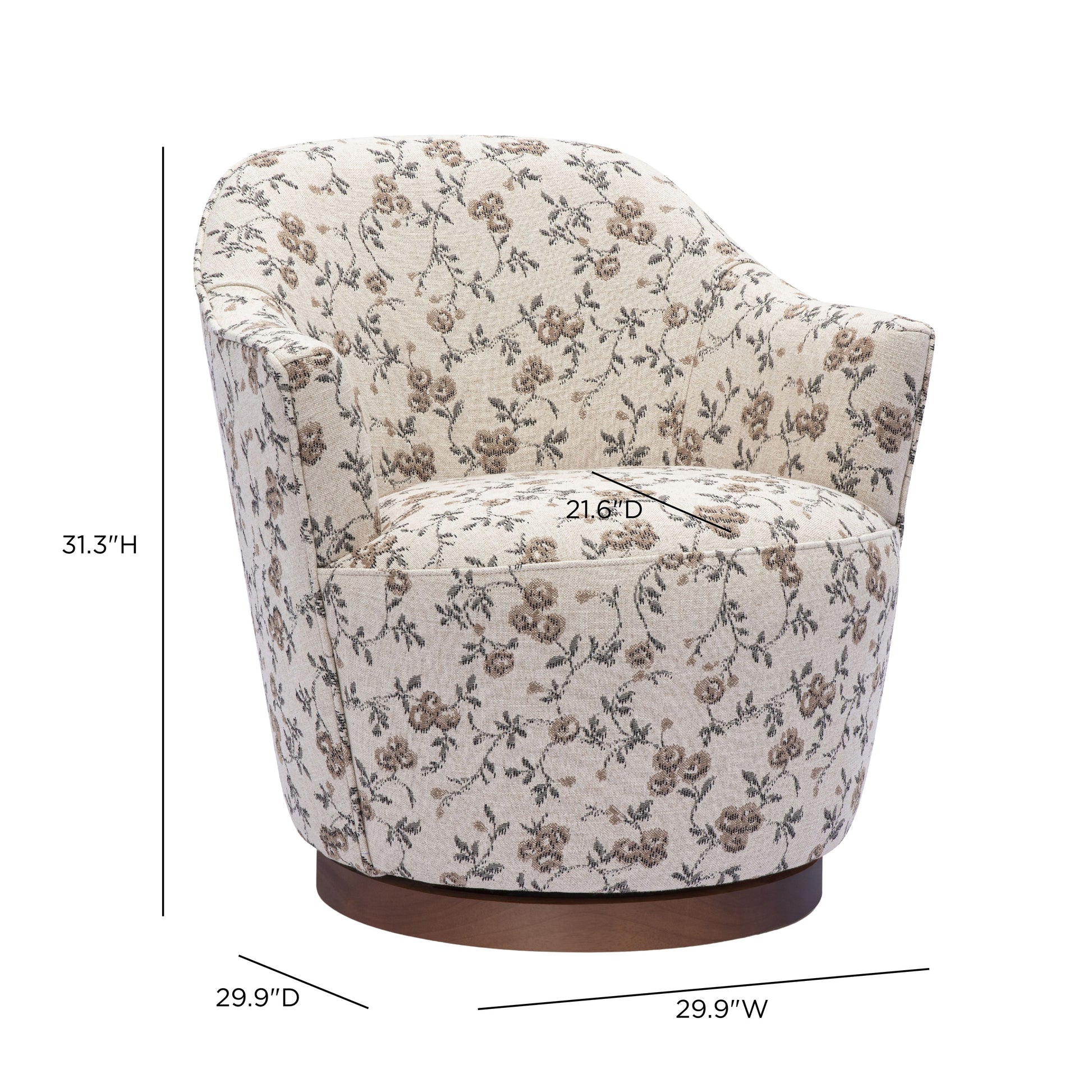 Skyla Swivel Accent Chair - Beige Floral - Image 6