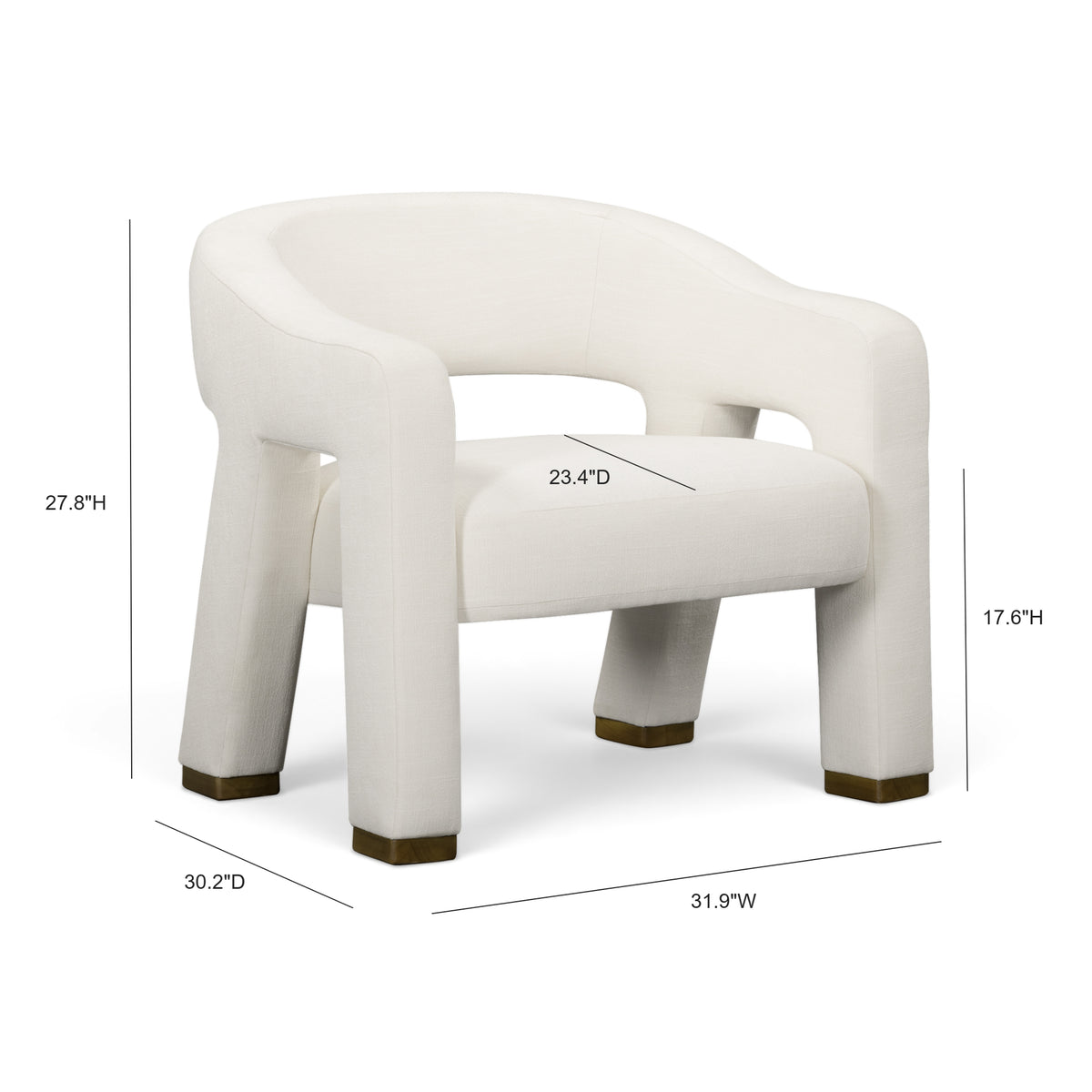 Florence Linen Accent Chair - Cream - Image 7