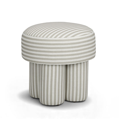 Masha Linen Accent Stool - Khaki Stripes - Image 1