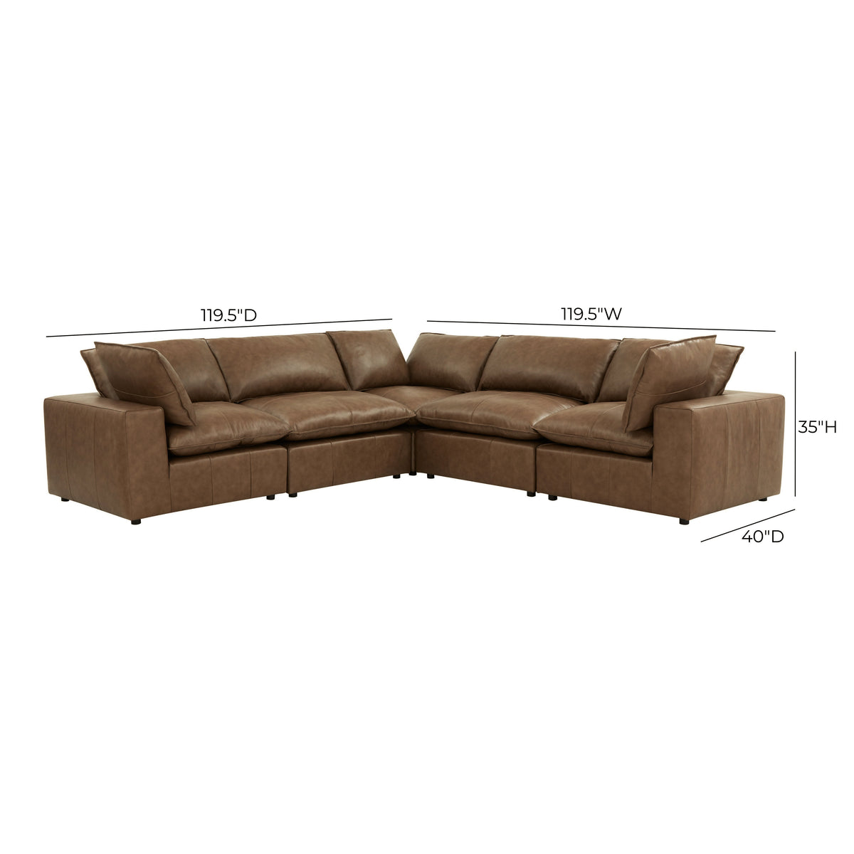 Cali 5-Piece Modular L-Sectional - Brown - Image 6