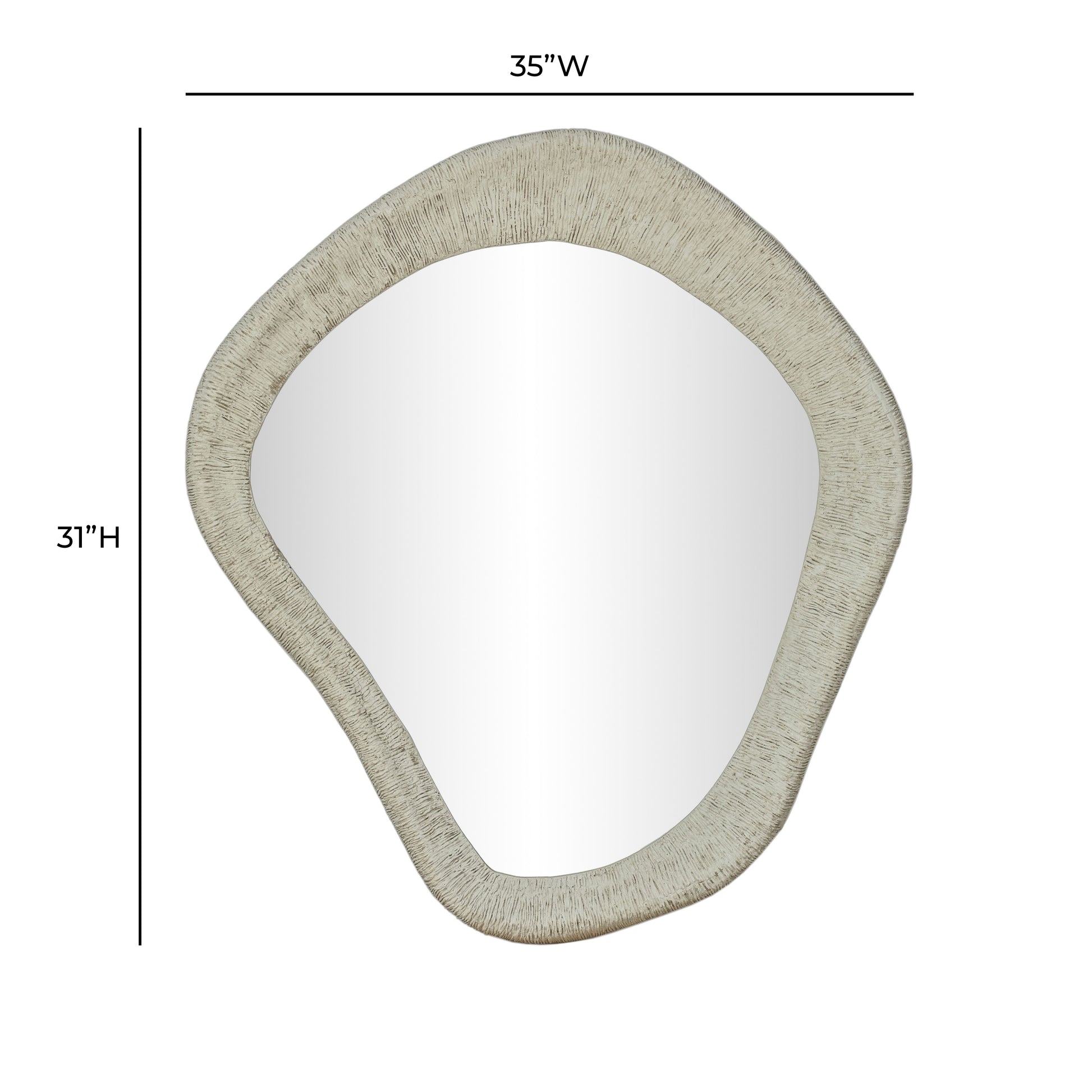 Orpheus 35"X31" Ribbed Faux Stone Wall Mirror - Image 6
