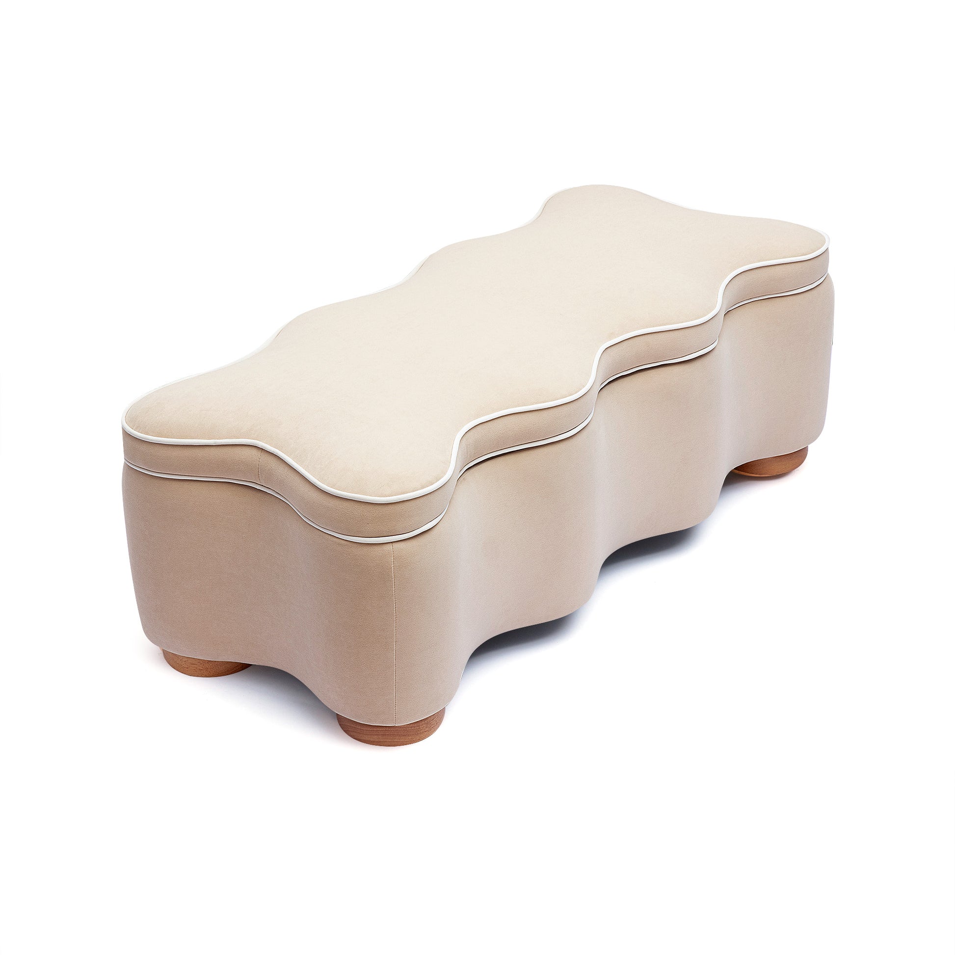 Thalia 48.5" Performance Velvet Storage Bench - Tan - Image 3
