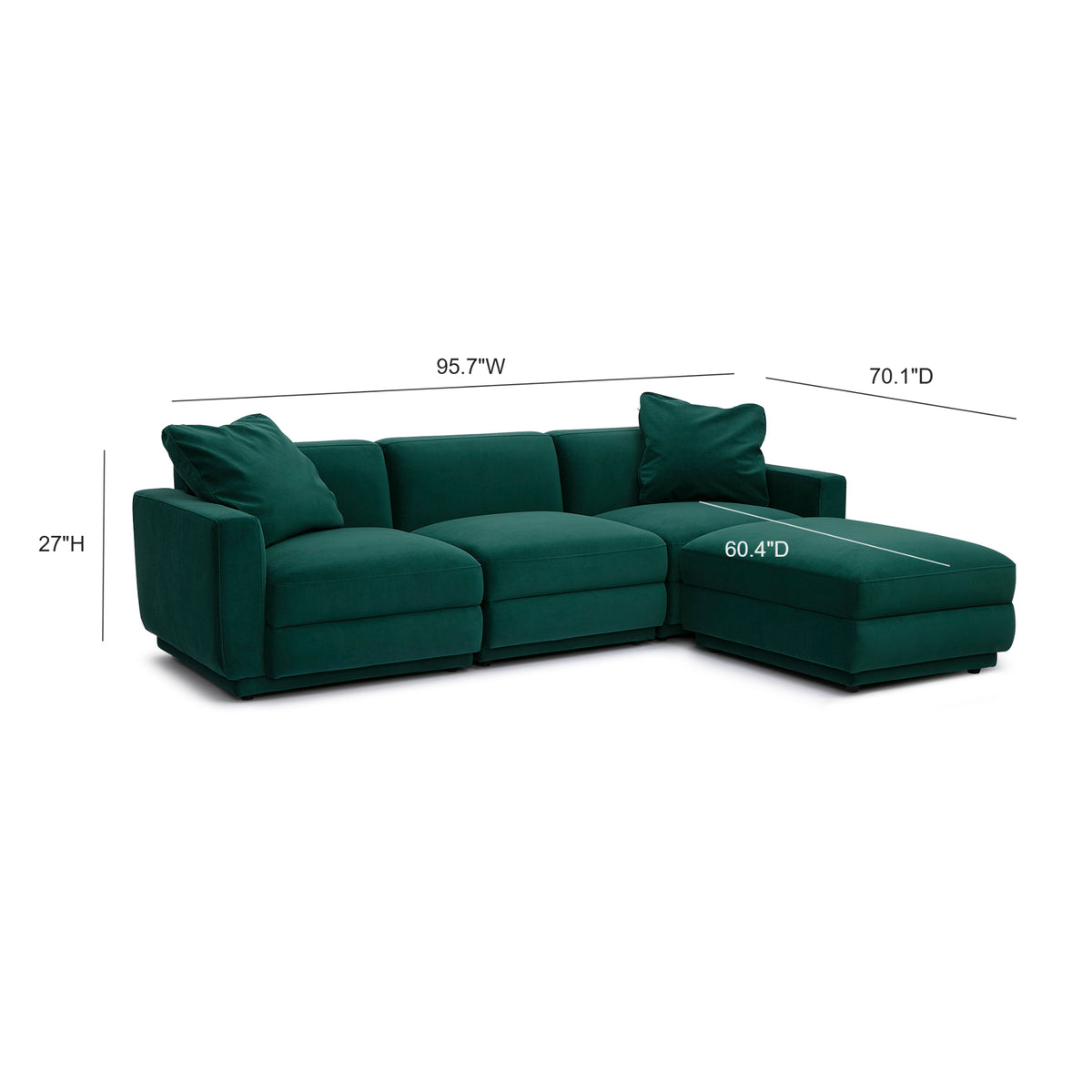 Perry 4-Piece Modular Sectional - Deep Green - Image 6