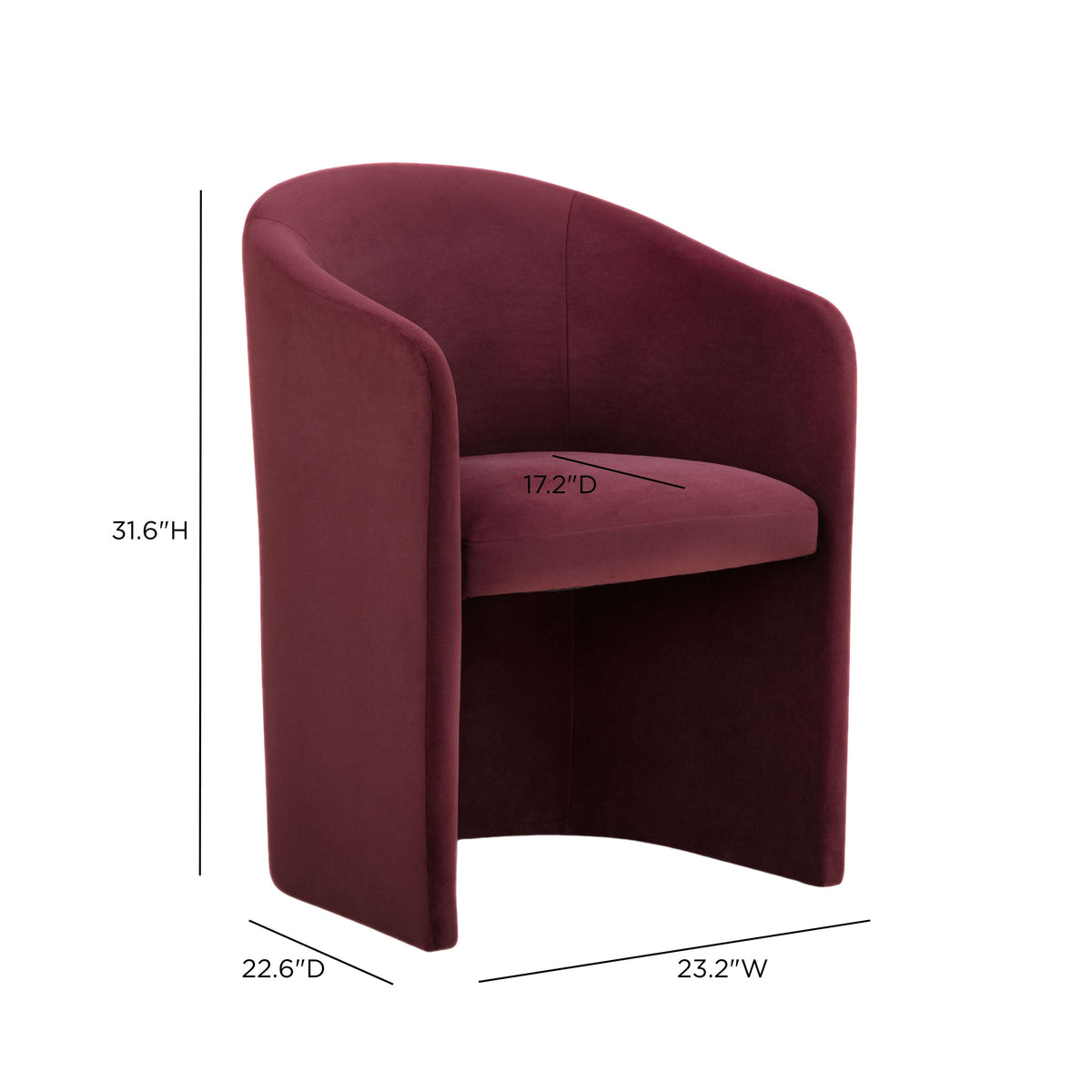 Seraphina Performance Velvet Dining Chair - Berry Red - Image 6