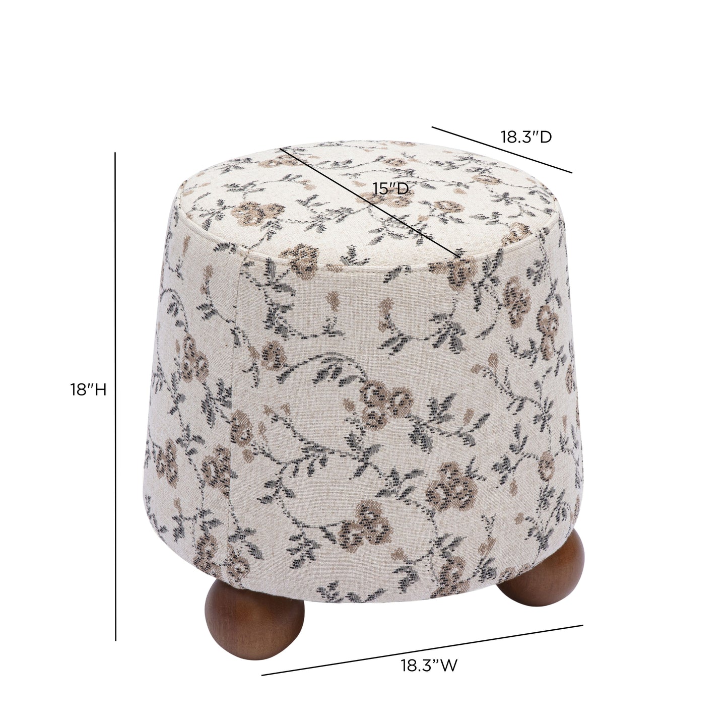Jaine Ottoman - Beige Floral - Image 6