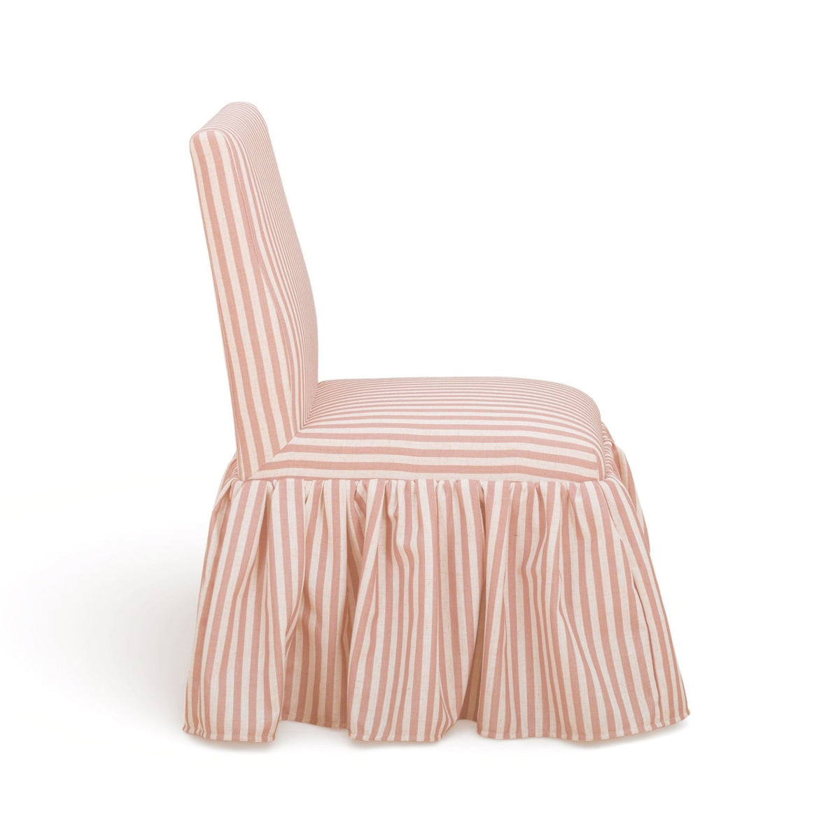 Gertrude Striped Performance Linen Skirted Dining Chair - Pink - Image 3