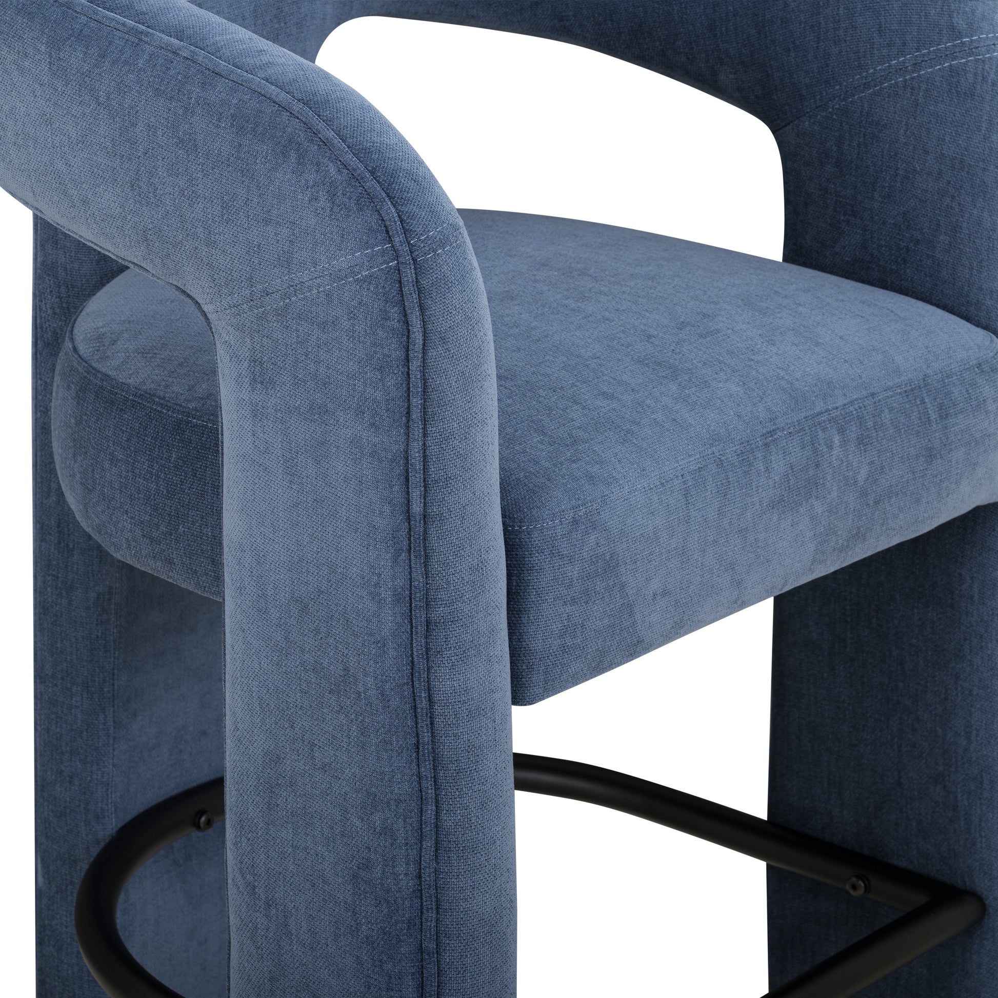 Malone Denim Blue Performance Fabric Bar Stool - Image 3