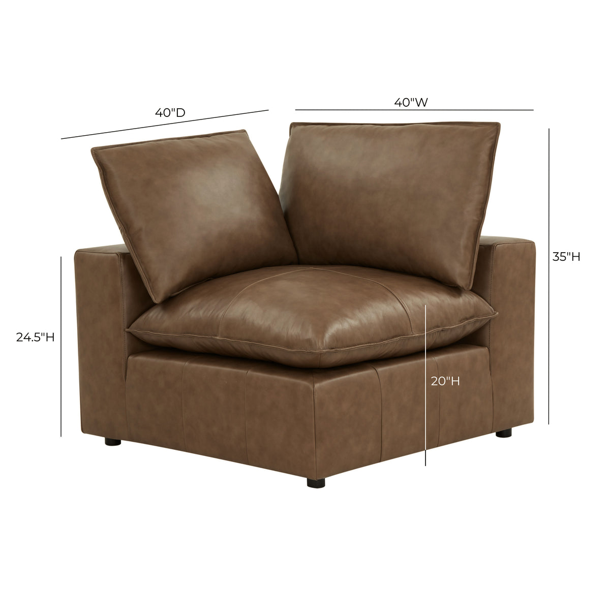 Cali Modular Corner Chair - Brown - Image 7