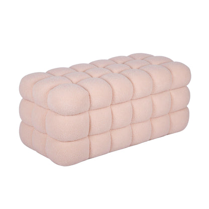 Anita 39" Faux Shearling Storage Bench With Reversible Tray Top - Pink - Image 1