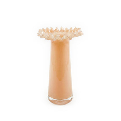 Ruff Ruffled Peach Glass Vase - Default Title - Image 1