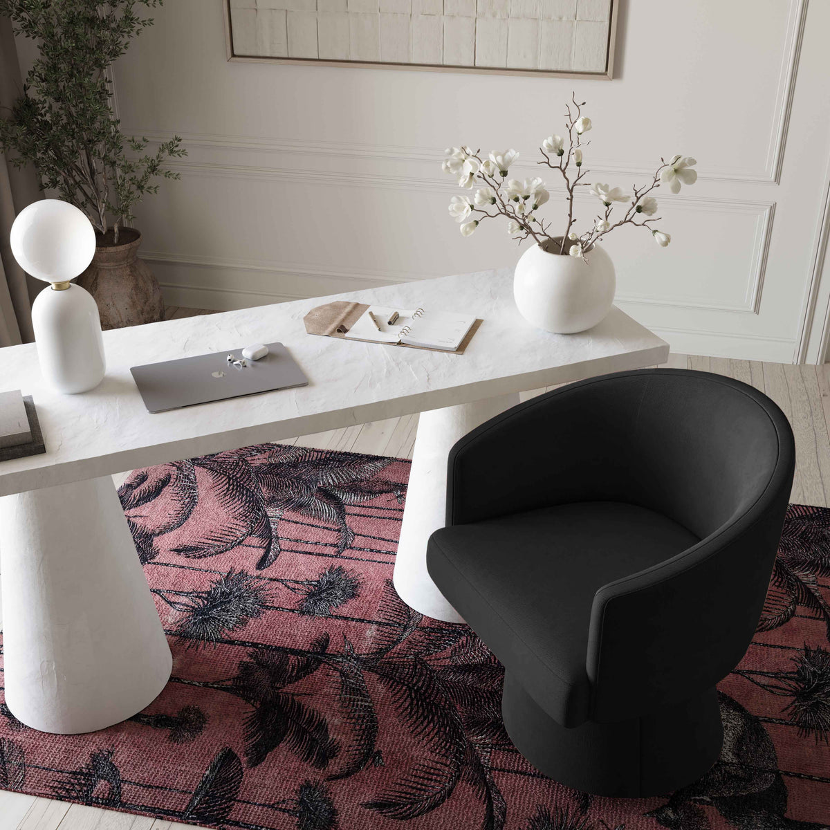 Kristen Rolling Desk Chair - Black - Image 2