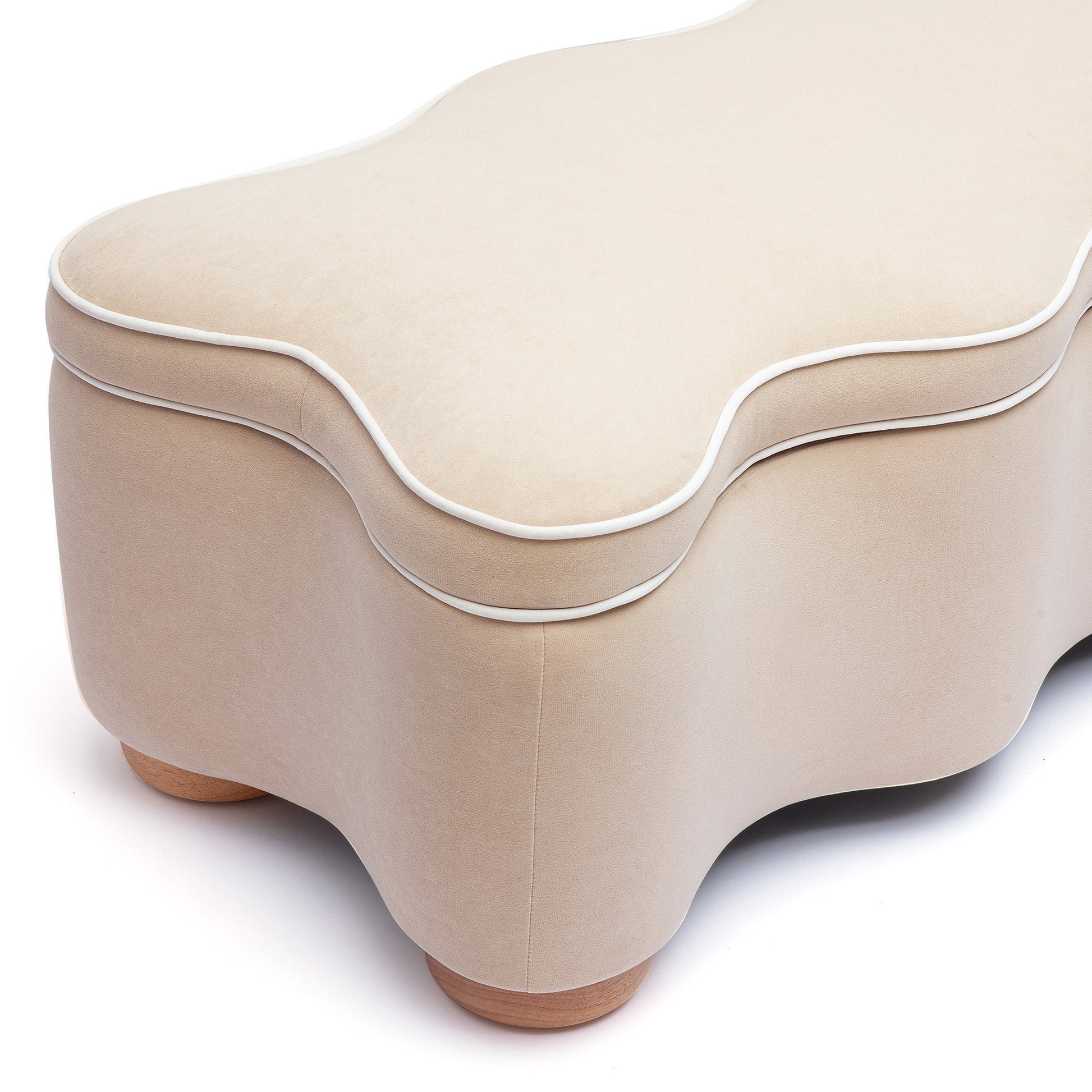 Thalia 48.5" Performance Velvet Storage Bench - Tan - Image 5