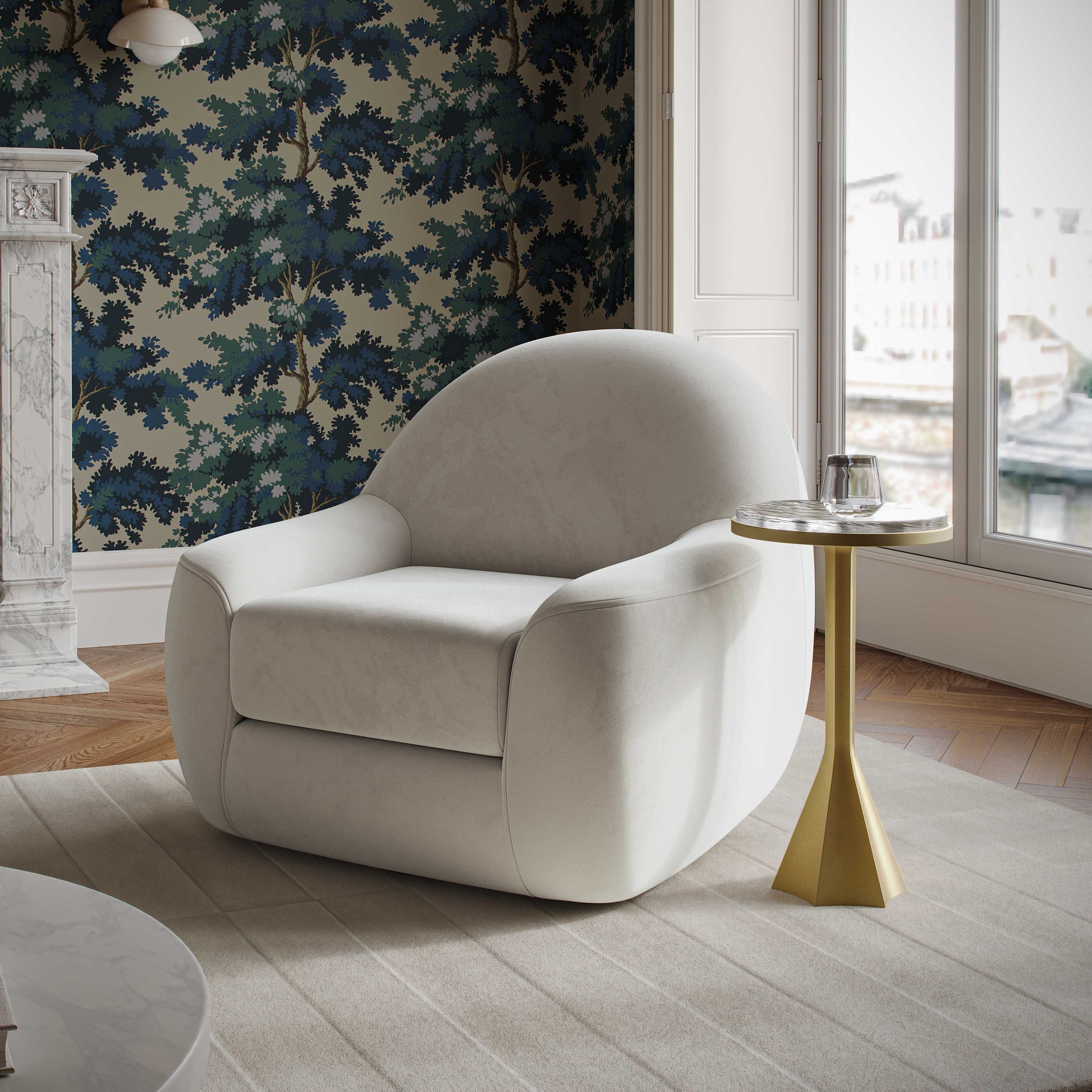 Tiago Swivel Accent Chair - Cream - Image 2