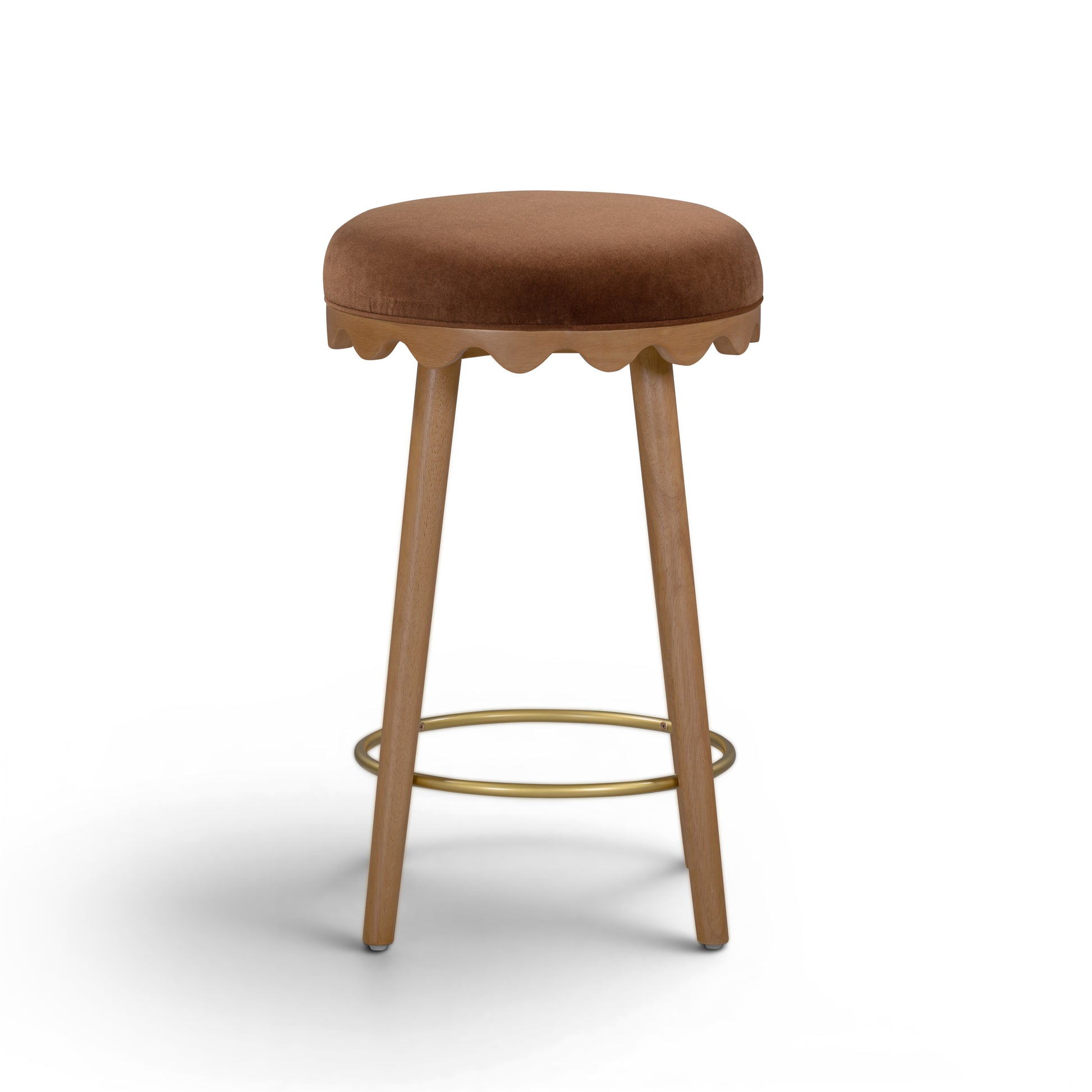 Oodle Bronze Performance Vegan Mohair Light Walnut Counter Stool - Image 3