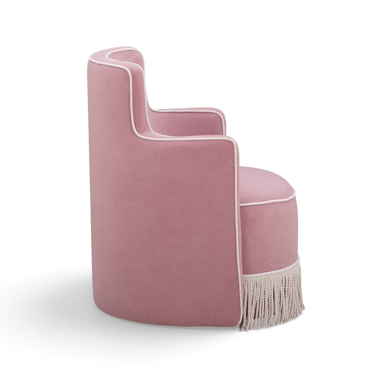 Passe Tasseled Velvet Swivel Accent Chair - Pink - Image 3