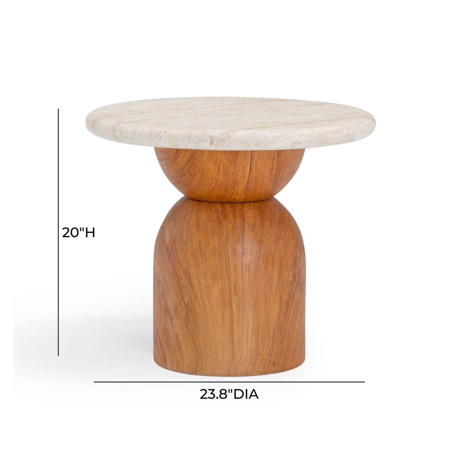 Cynthia Concrete Indoor/Outdoor Side Table - Travertine,Walnut Brown - Image 8
