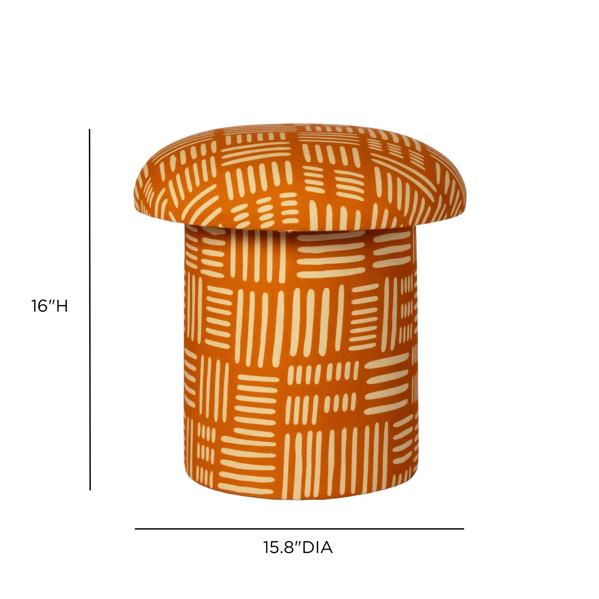 Lucy Rust Orange Tribal Print Mushroom Accent Stool - Image 5