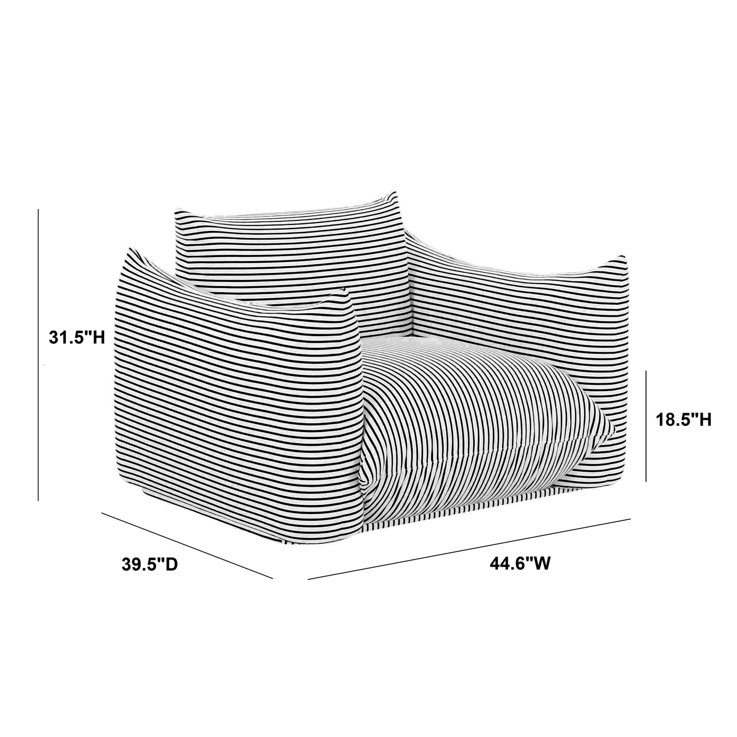 Saint Tropez Stuffed Indoor/Outdoor Armchair - Black - Image 6