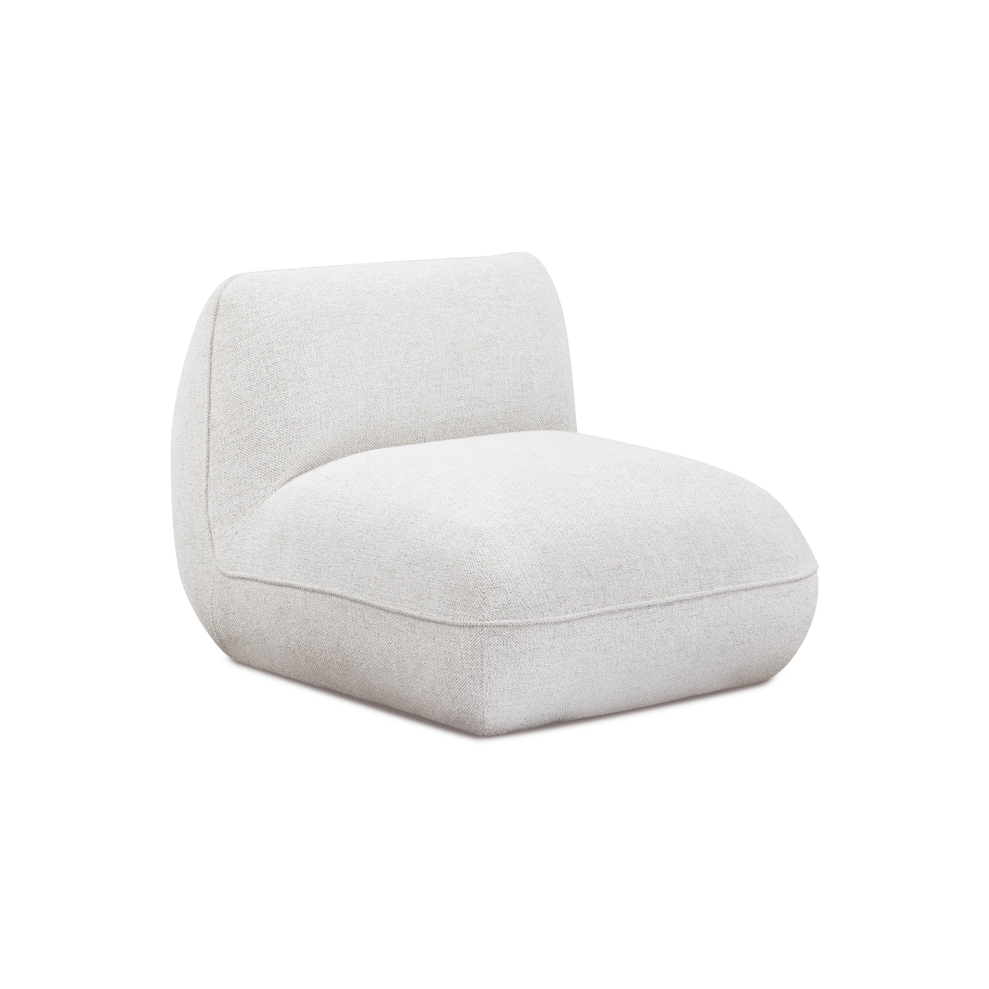 Arezza Stone White Contract-Grade Basketweave Chenille Armless Chair - Image 1
