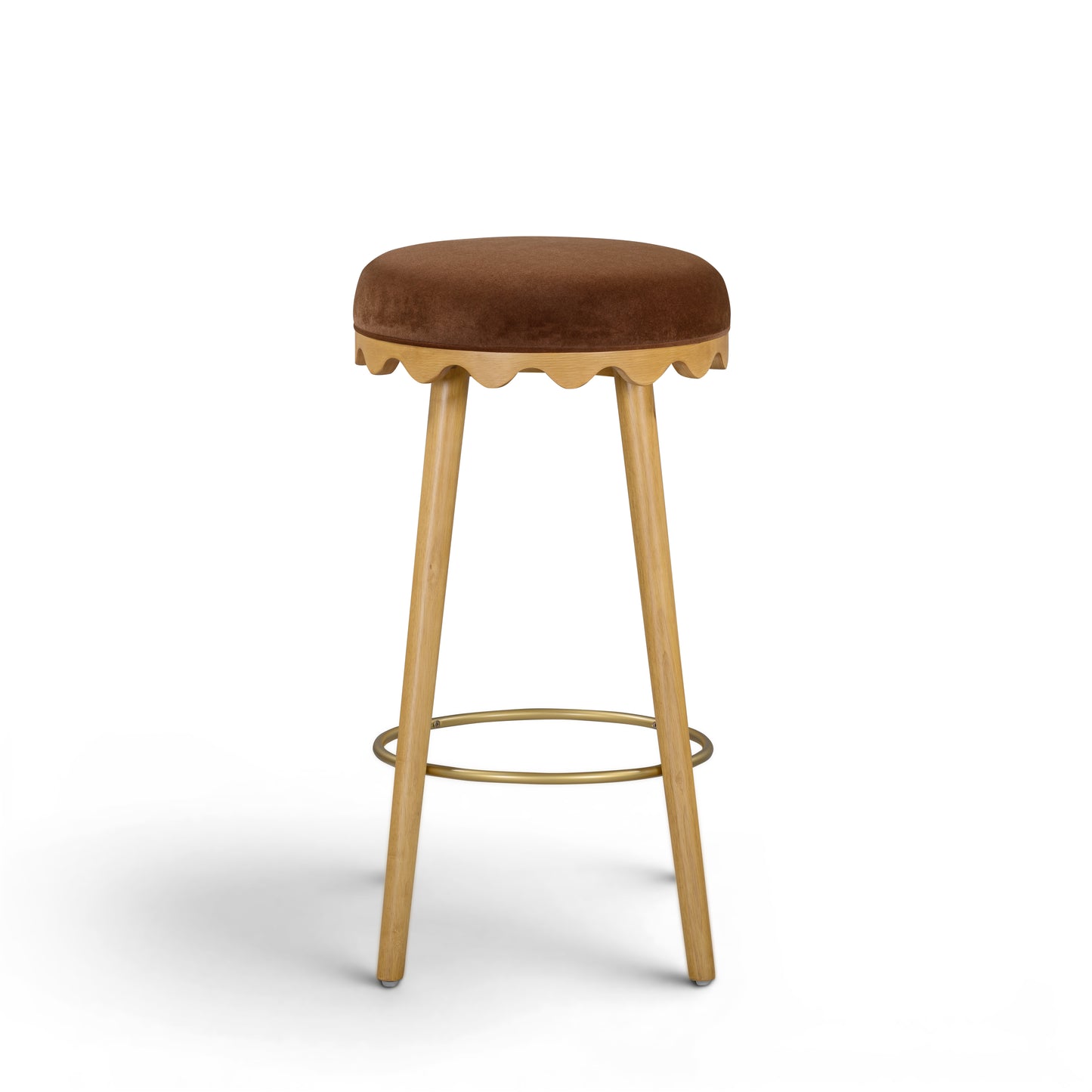 Oodle Bronze Performance Vegan Mohair Natural Bar Stool - Image 3