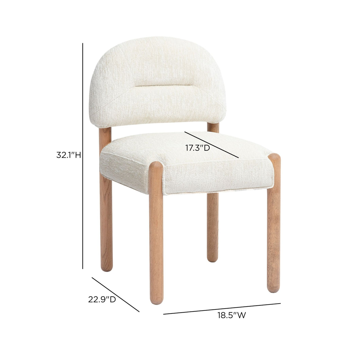 Bruno Thick Performance Chenille Arched Back Dining Chair - Cream - Image 7