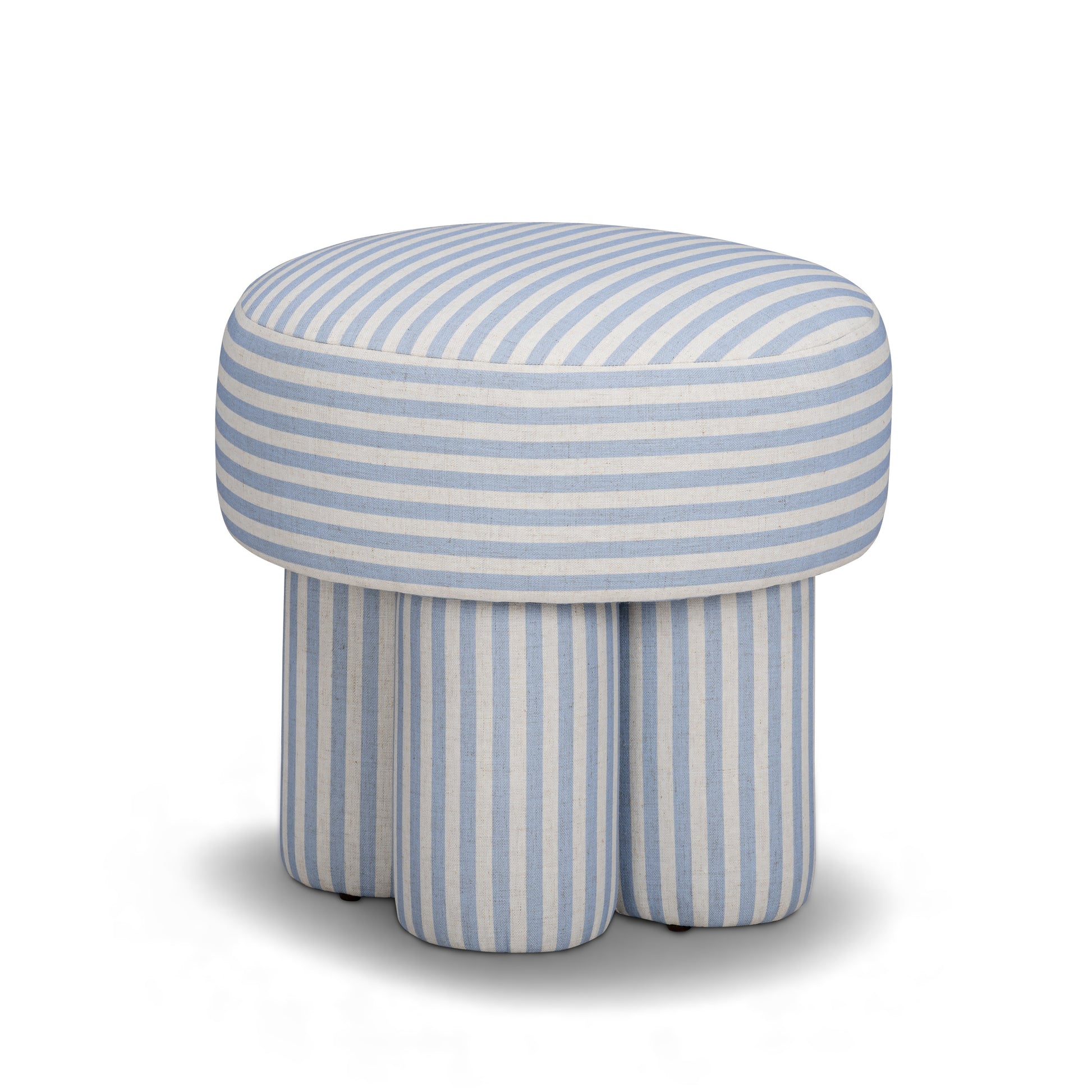 Masha Linen Accent Stool - Blue Stripes - Image 1