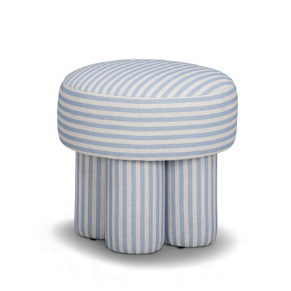 Masha Linen Accent Stool - Blue Stripes - Image 1