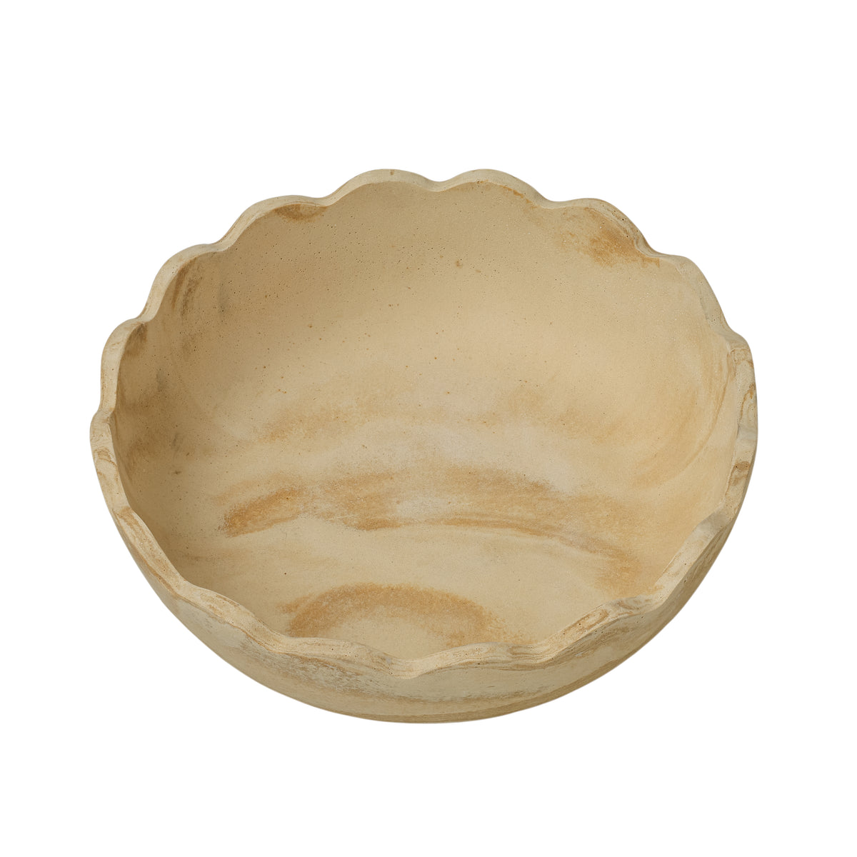 Holly Scalloped Resin Salad Bowl - Sandstone - Image 2