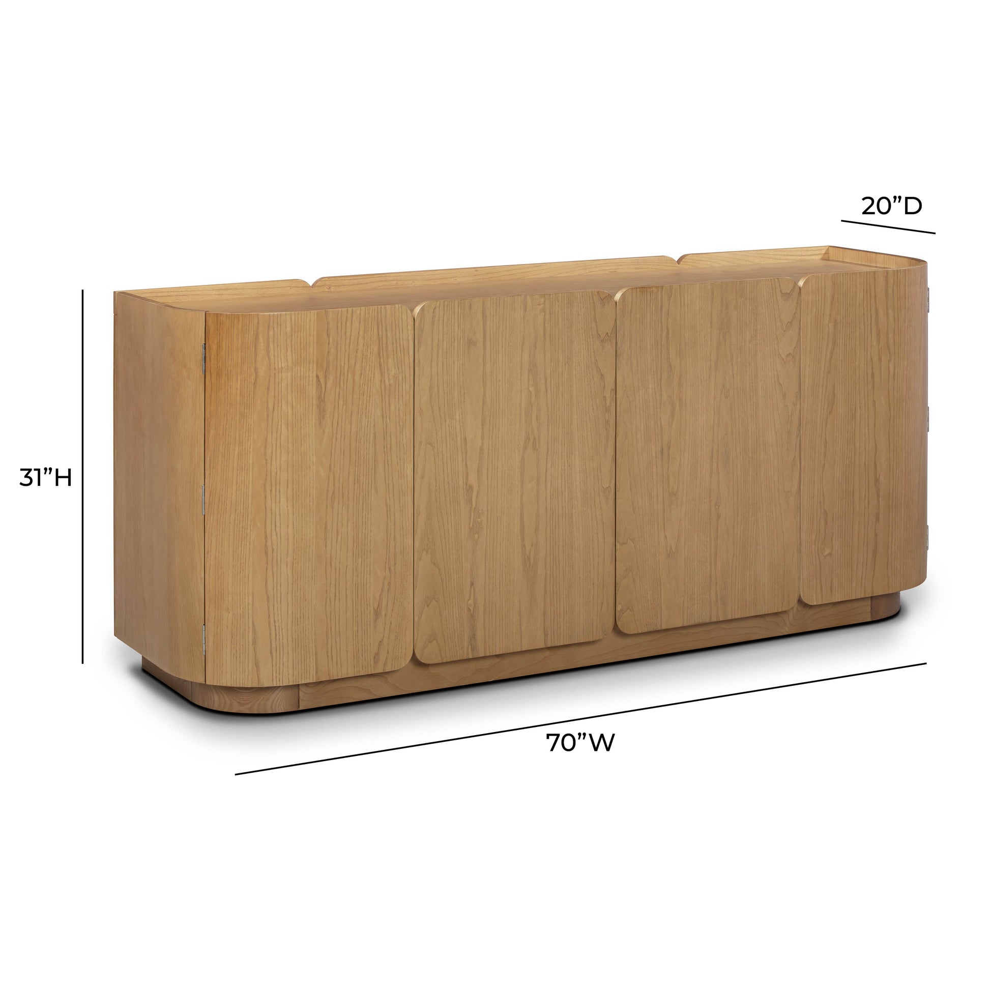 Moora 70" Natural Ash 4-Door Sideboard - Image 7