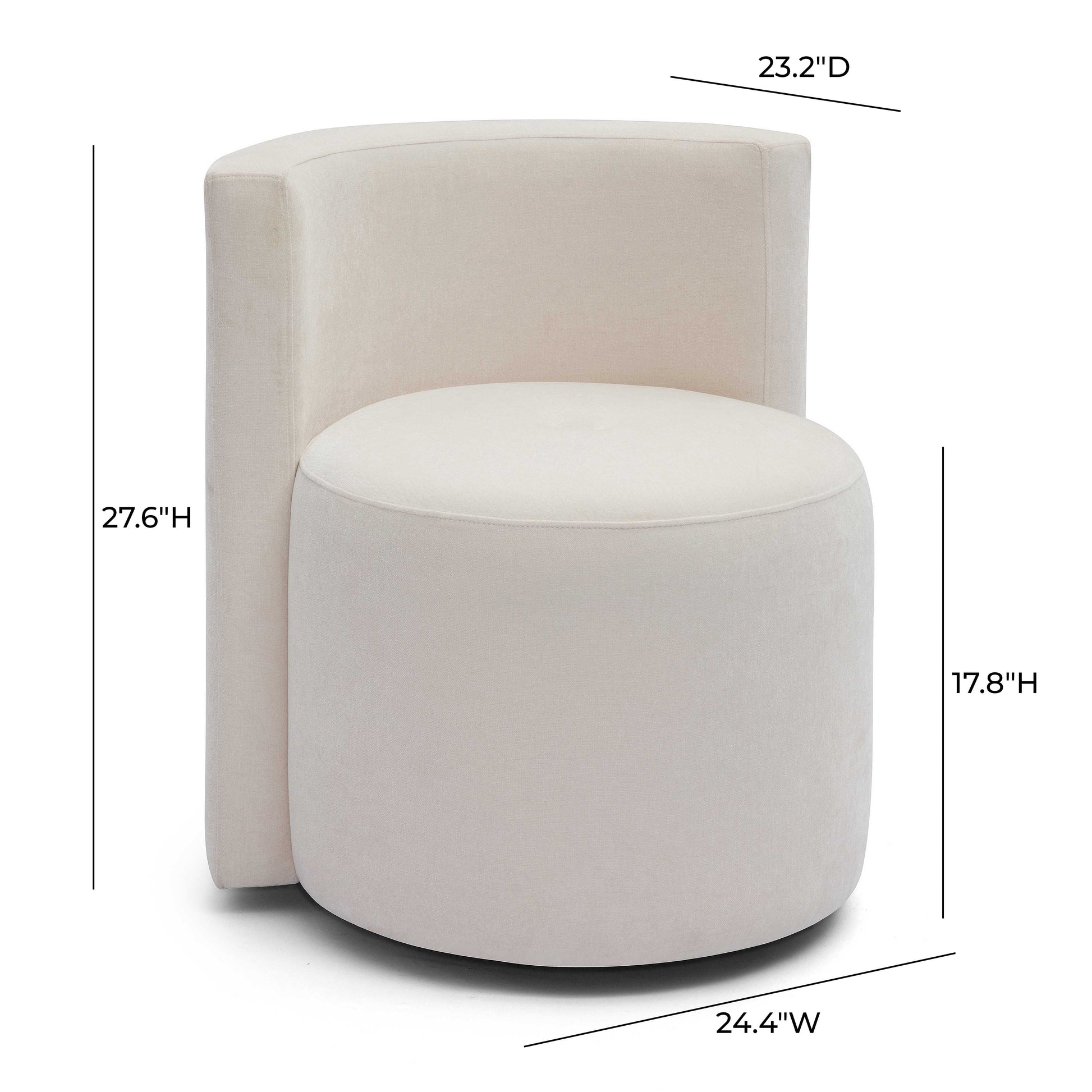 Alyssa Rolling Desk Chair - Cream - Image 6