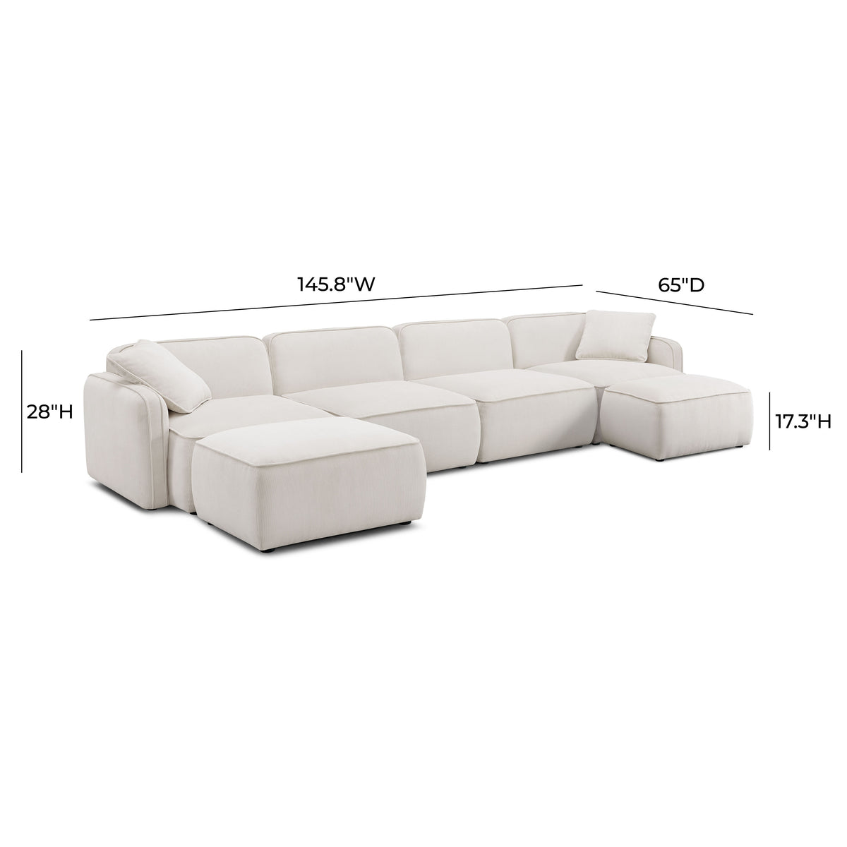 Travie 6-Piece Modular U-Sectional - White Sand - Image 8