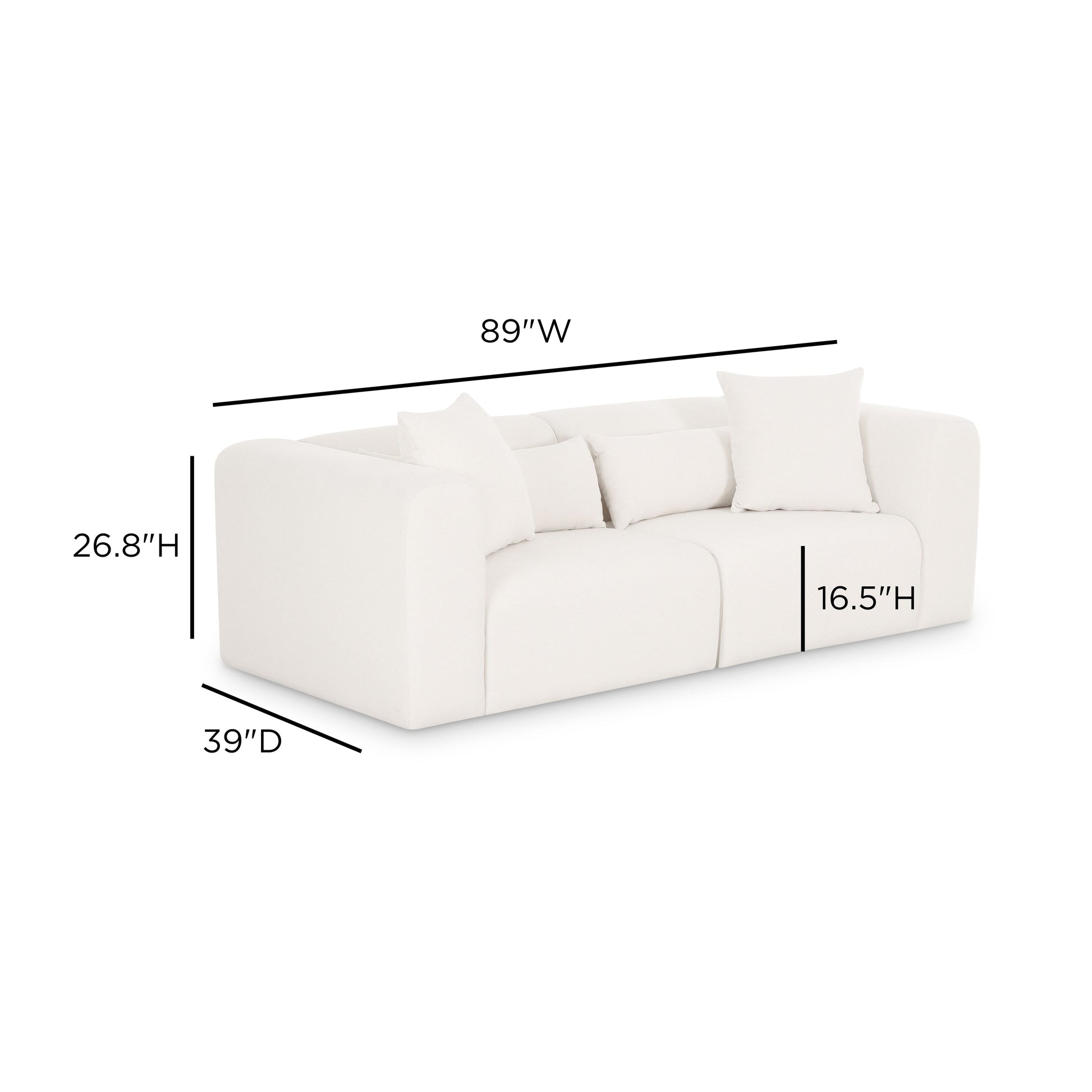 Tarra 86" Modular Loveseat - Cream - Image 6